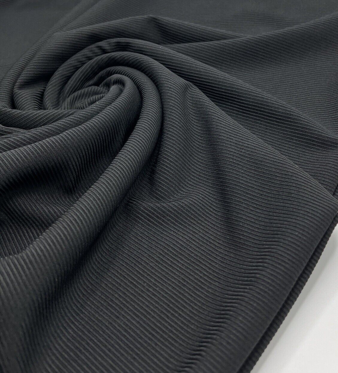Black 2X1 Fine Rib Stretch Fabric