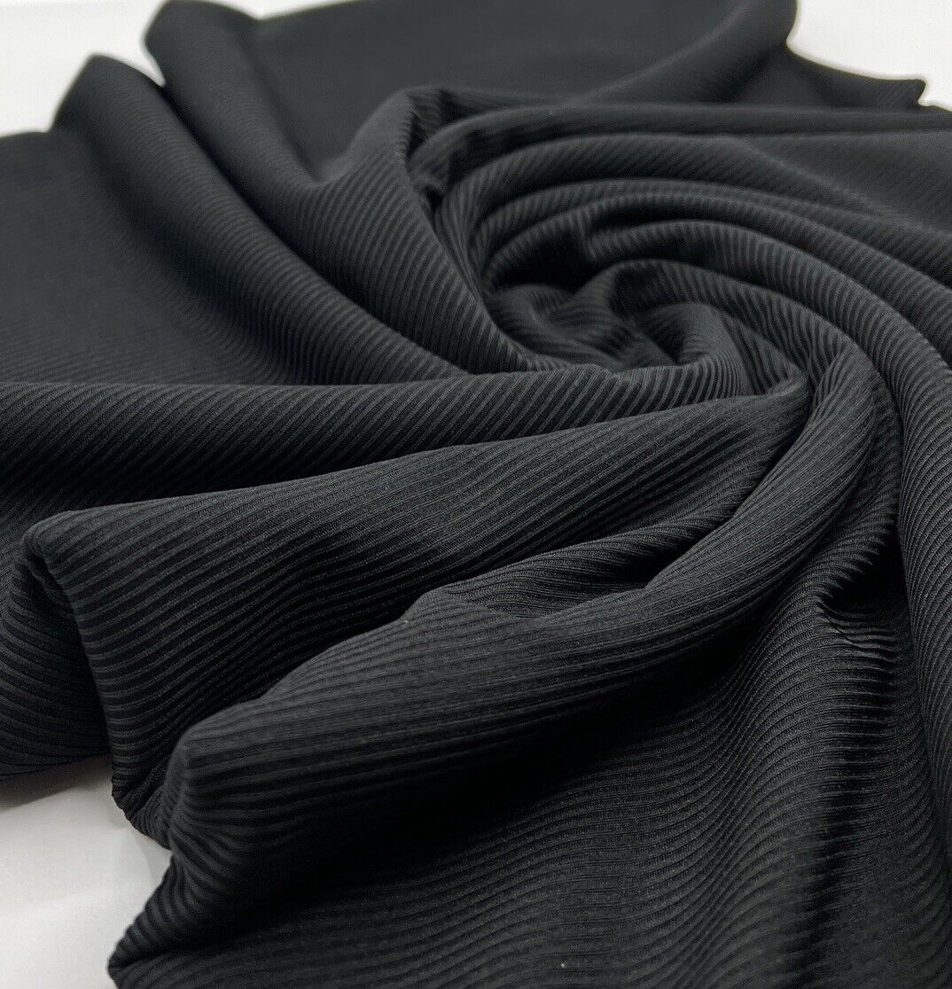Black 2X1 Fine Rib Stretch Fabric