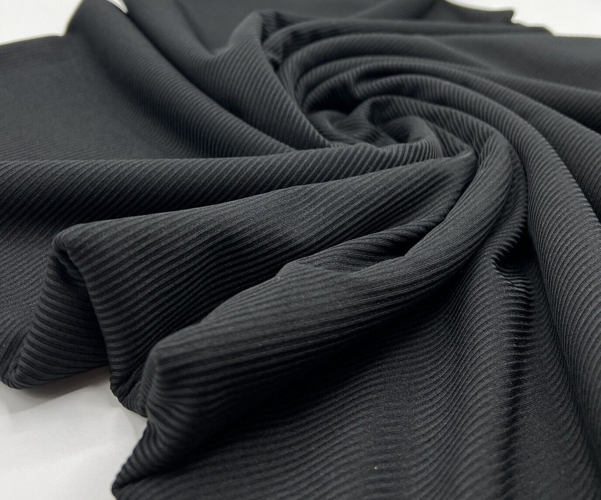 Black 2X1 Fine Rib Stretch Fabric