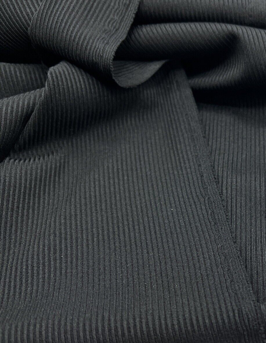 Black 2X1 Fine Rib Stretch Fabric
