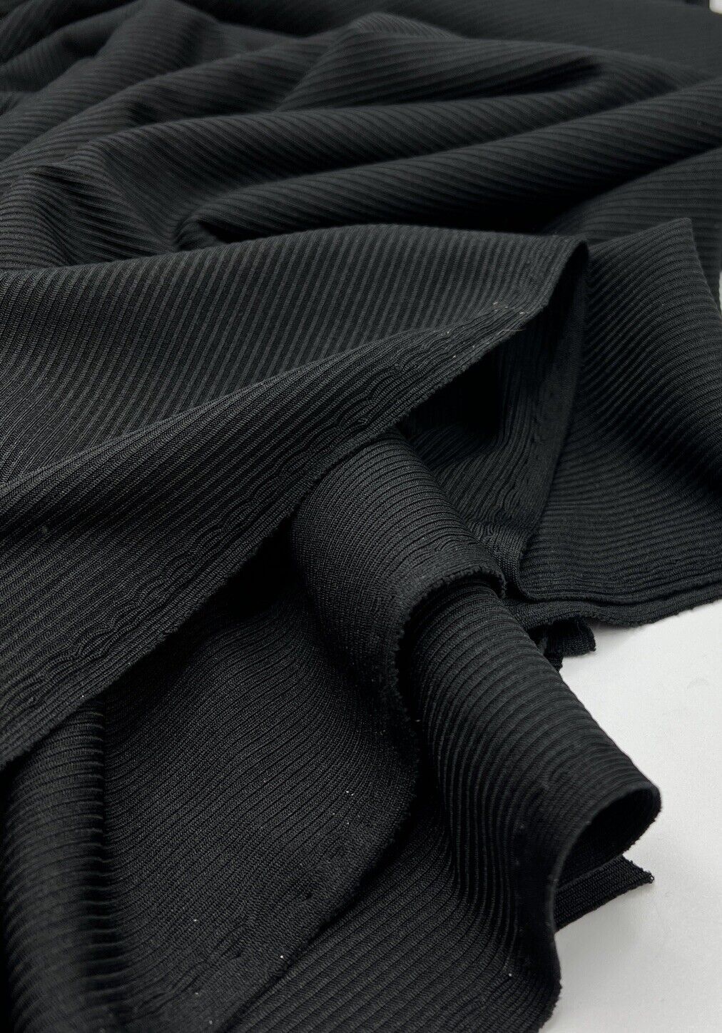 Black 2X1 Fine Rib Stretch Fabric