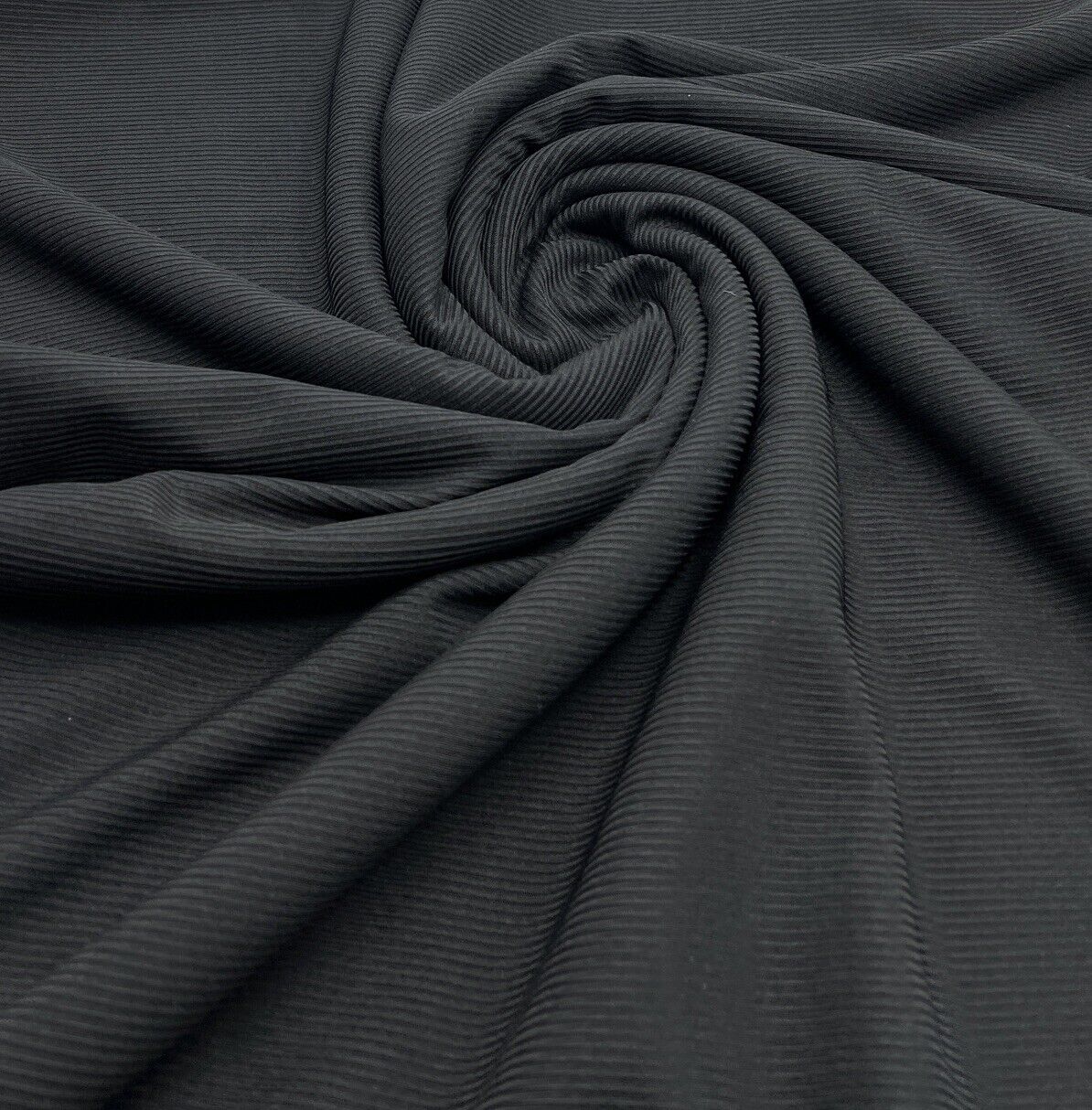 Black 2X1 Fine Rib Stretch Fabric