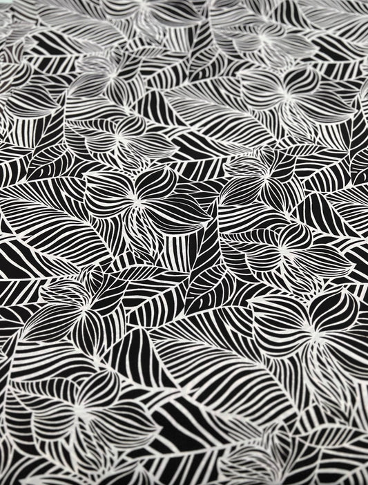 Black Abstract Printed Chiffon Dress Fabric
