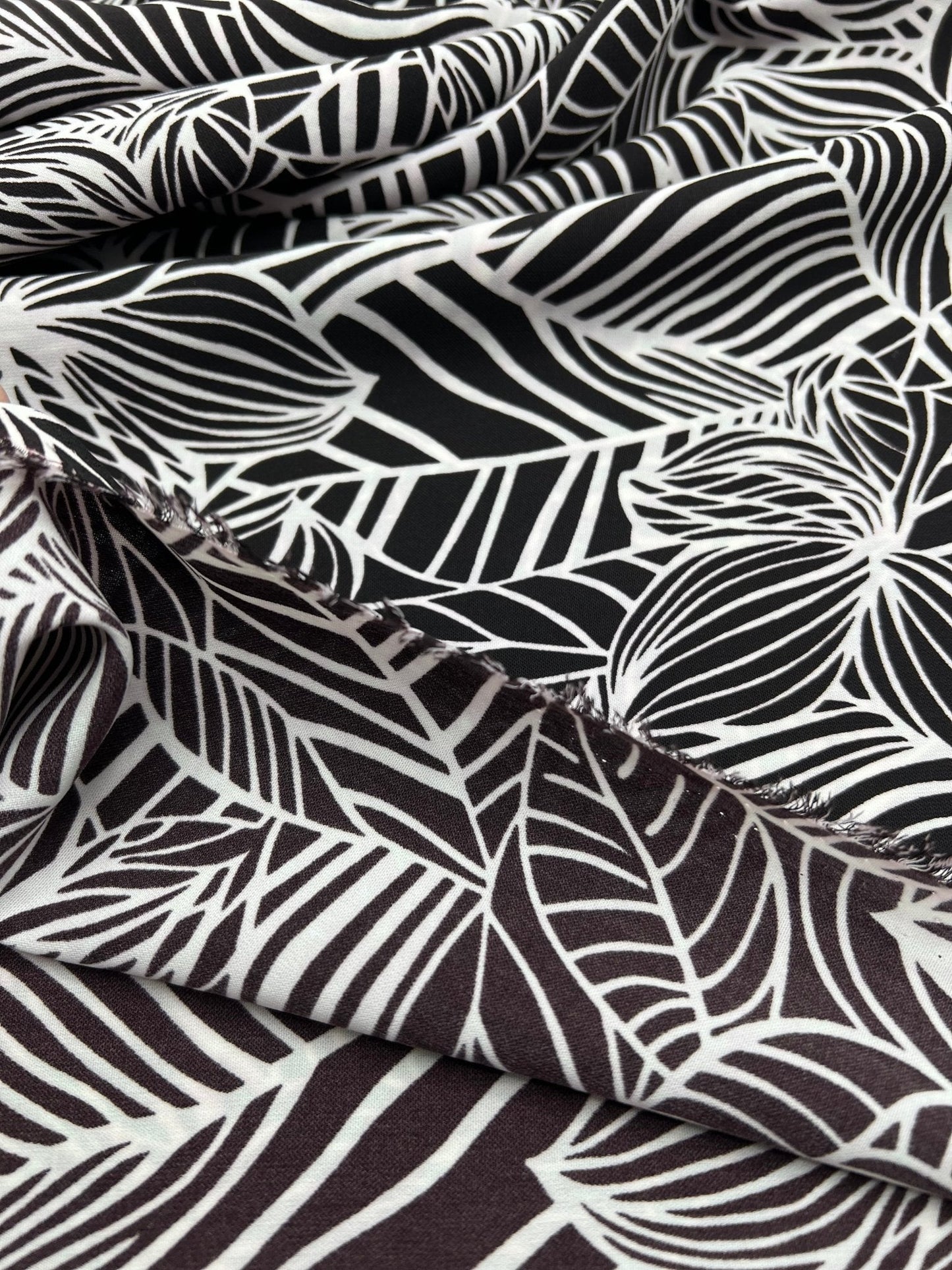 Black Abstract Printed Chiffon Dress Fabric