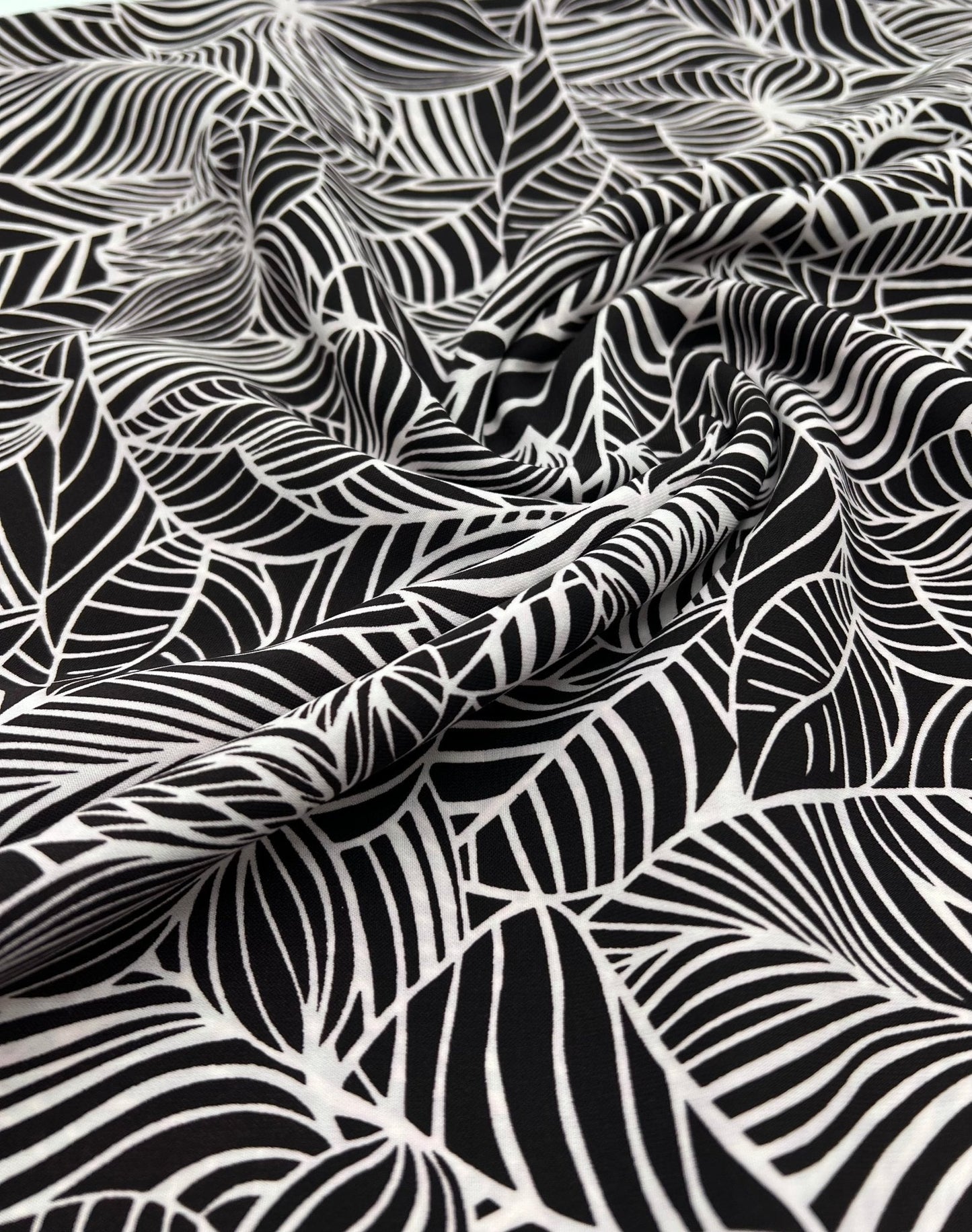 Black Abstract Printed Chiffon Dress Fabric