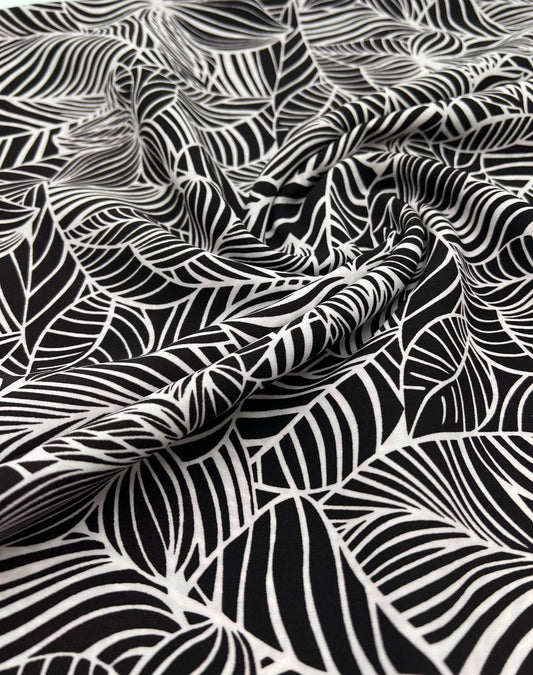 Black Abstract Printed Chiffon Dress Fabric