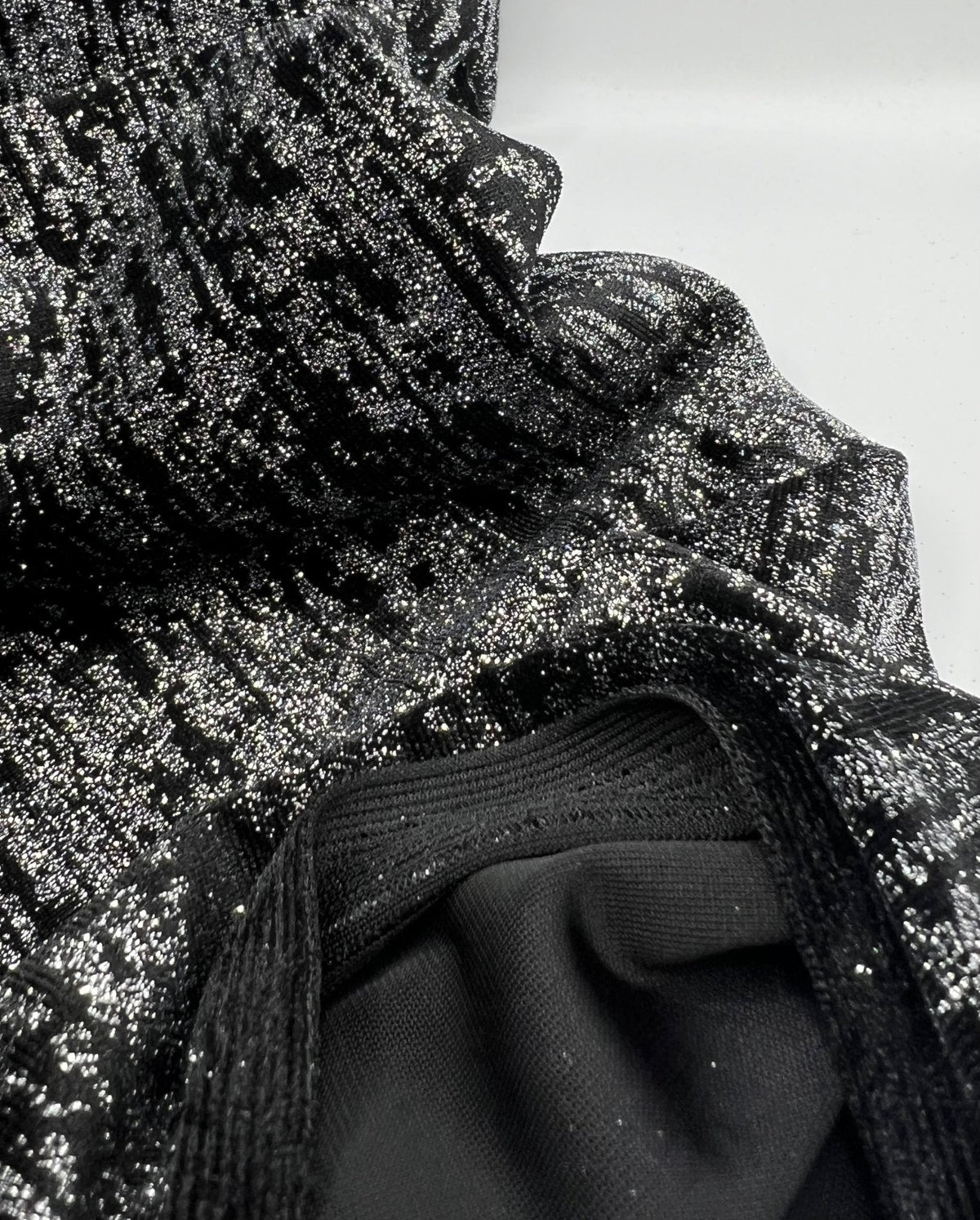 Black All Over Glitter Velour Spandex Stretch Fabric