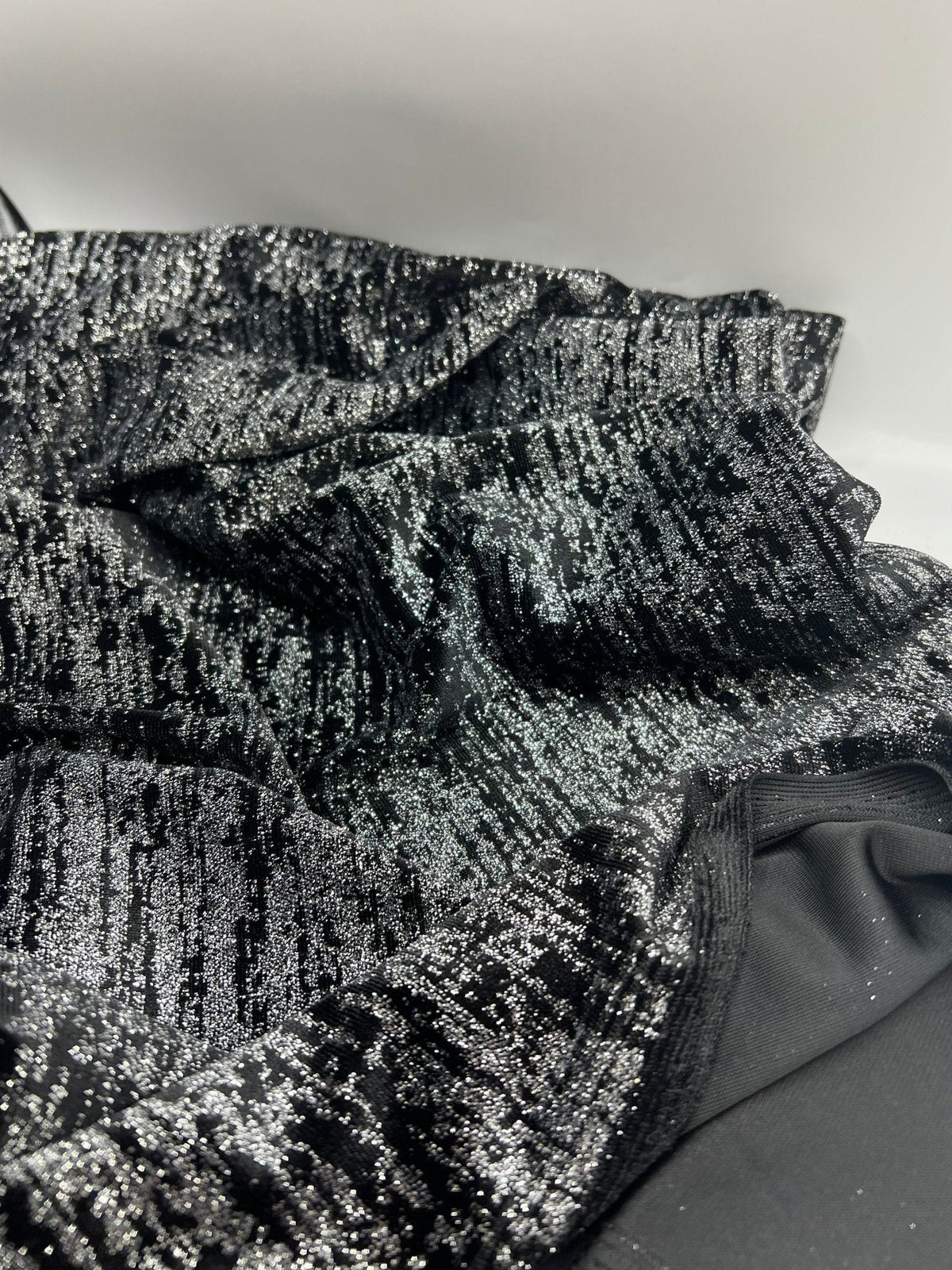 Black All Over Glitter Velour Spandex Stretch Fabric