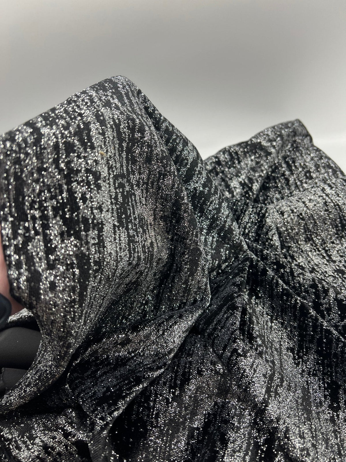 Black All Over Glitter Velour Spandex Stretch Fabric