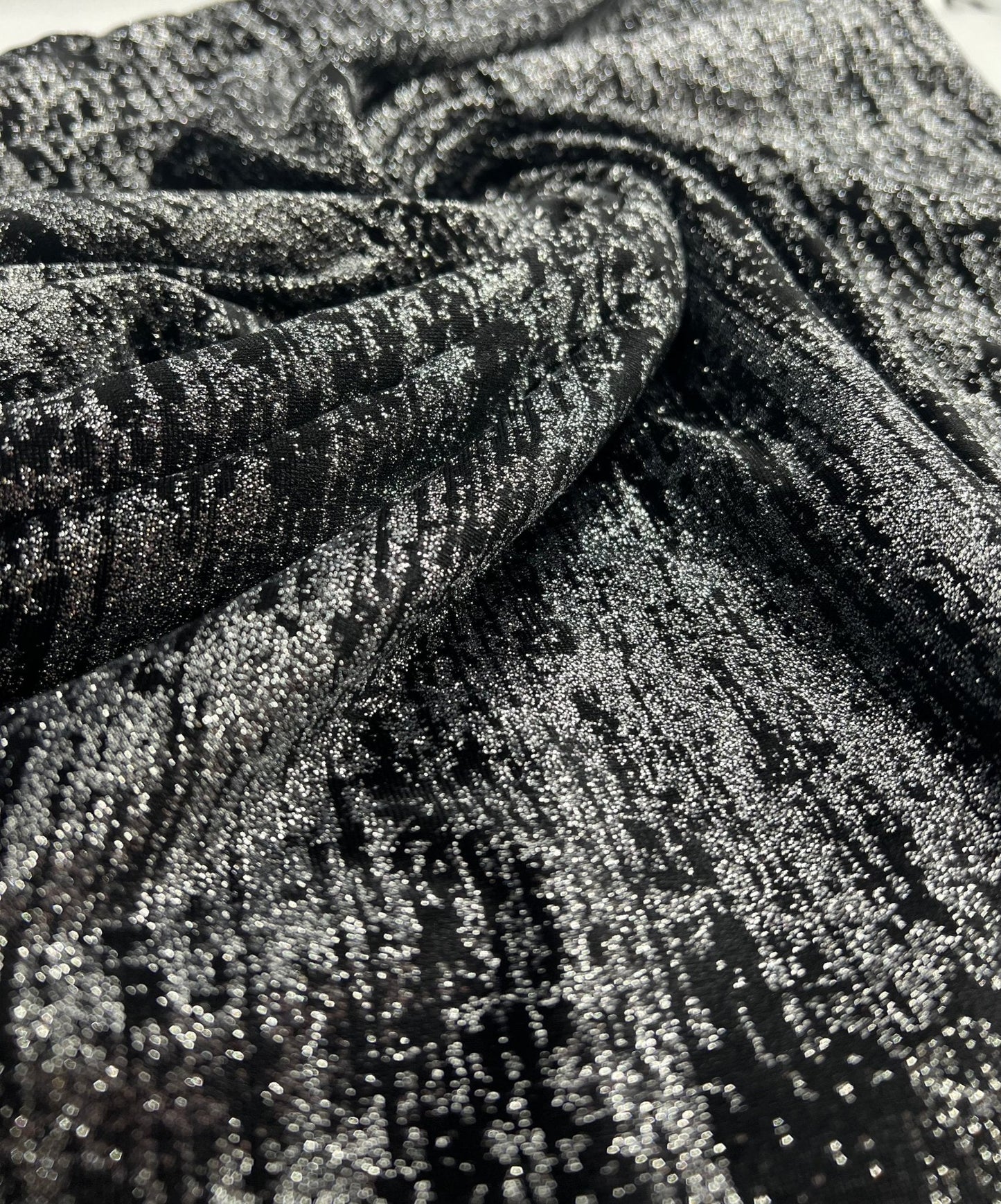 Black All Over Glitter Velour Spandex Stretch Fabric