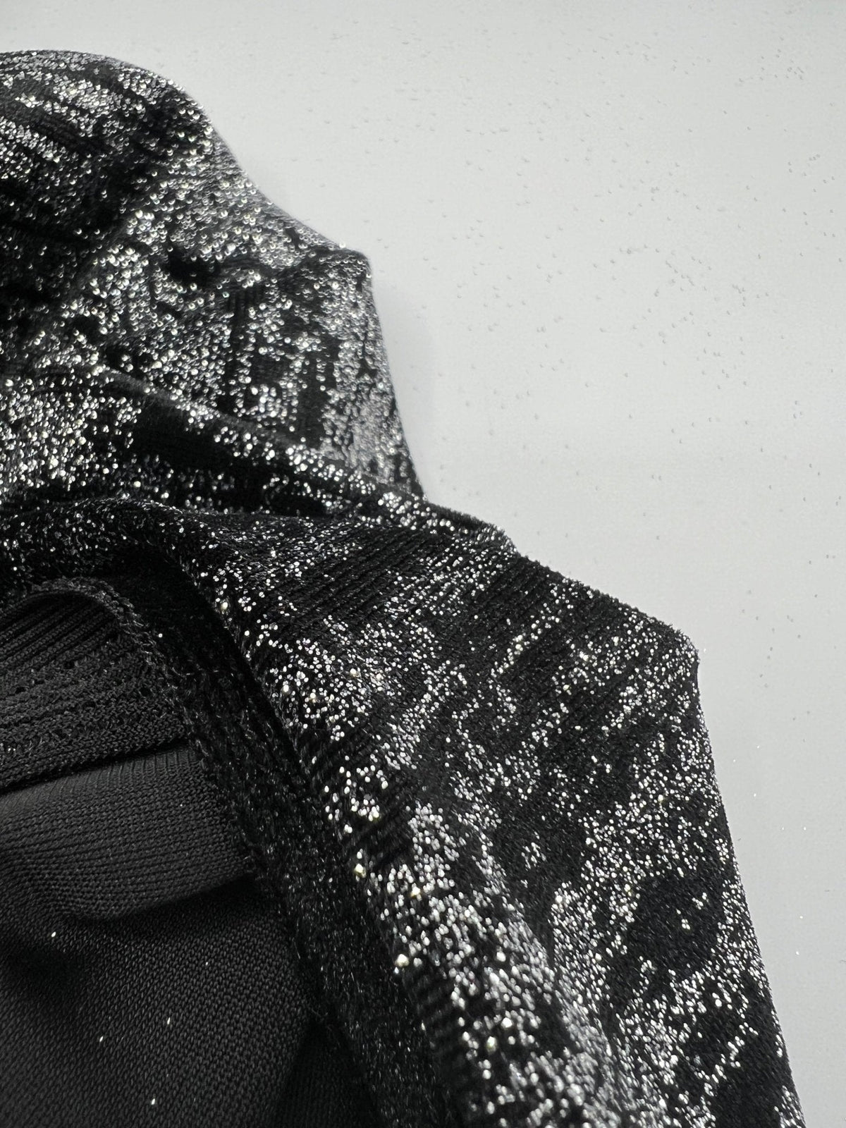 Black All Over Glitter Velour Spandex Stretch Fabric