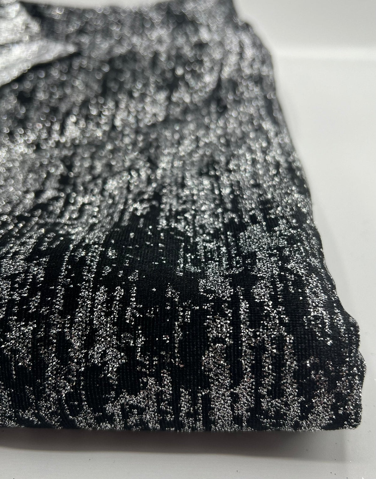Black All Over Glitter Velour Spandex Stretch Fabric