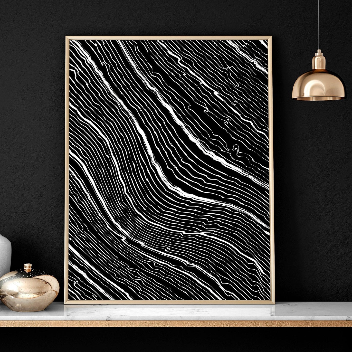 Black and white art wall | set of 2 wall art prints for living room