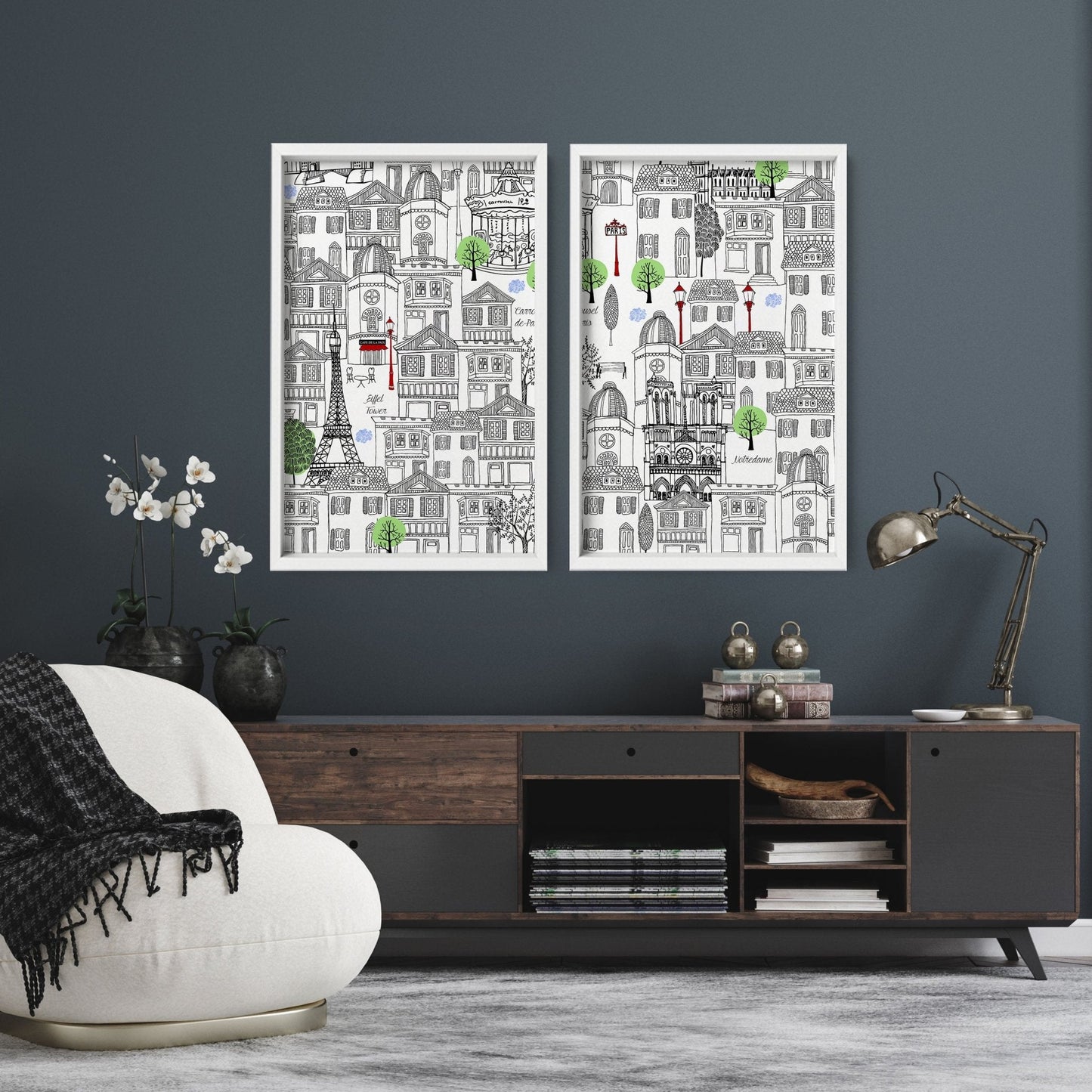 Wall art Paris | Set of 2 travel posters