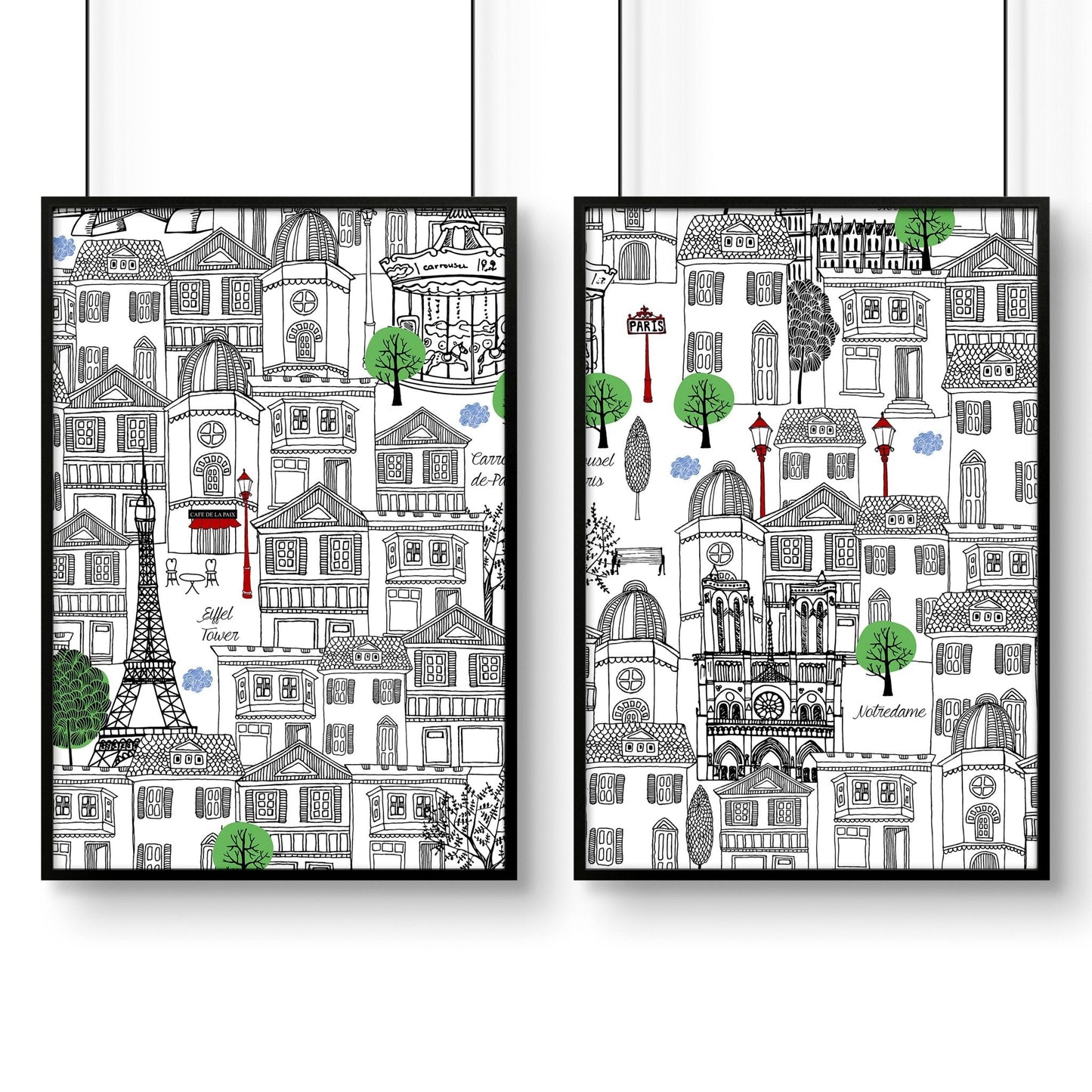 Wall art Paris | Set of 2 travel posters