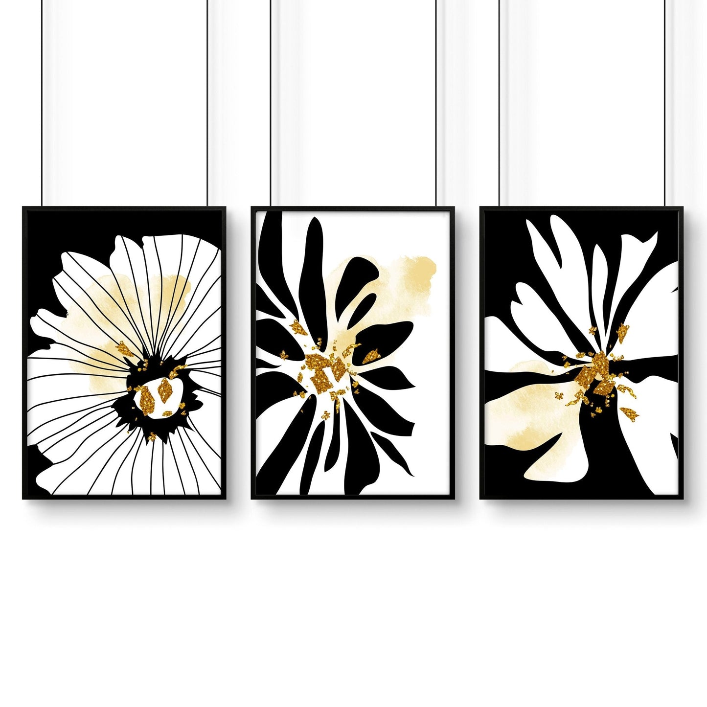 Black and white prints set of 3 |  framed wall art prints