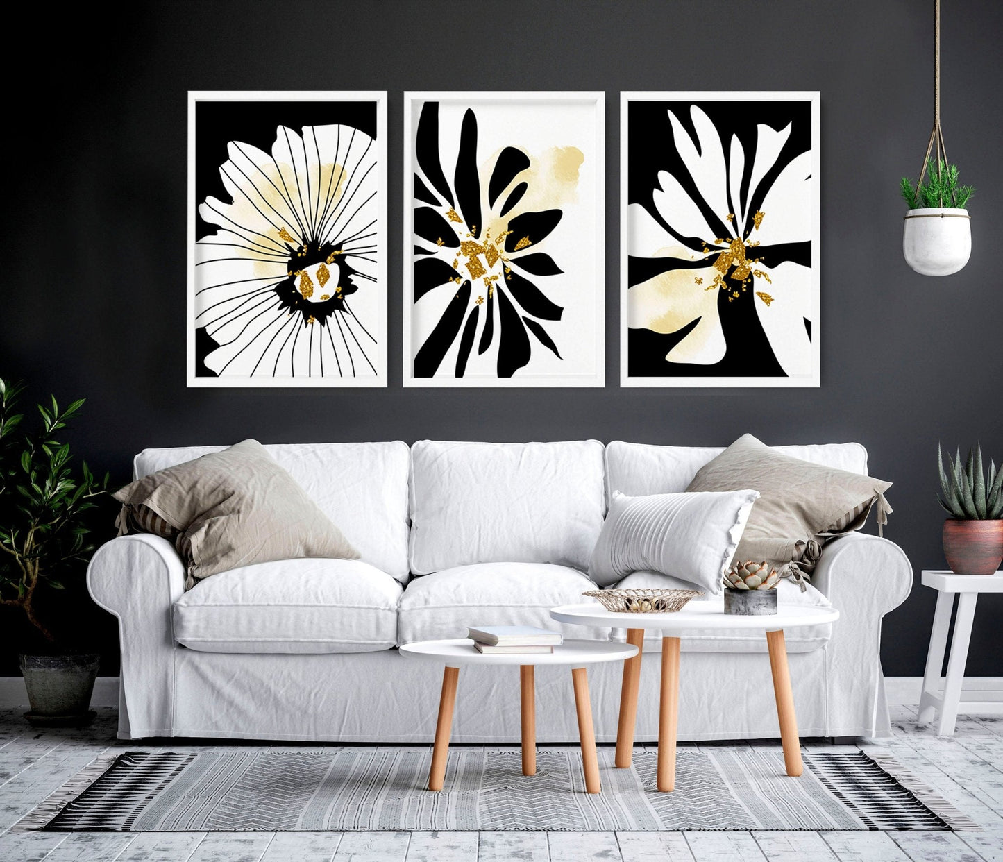 Black and white prints set of 3 |  framed wall art prints