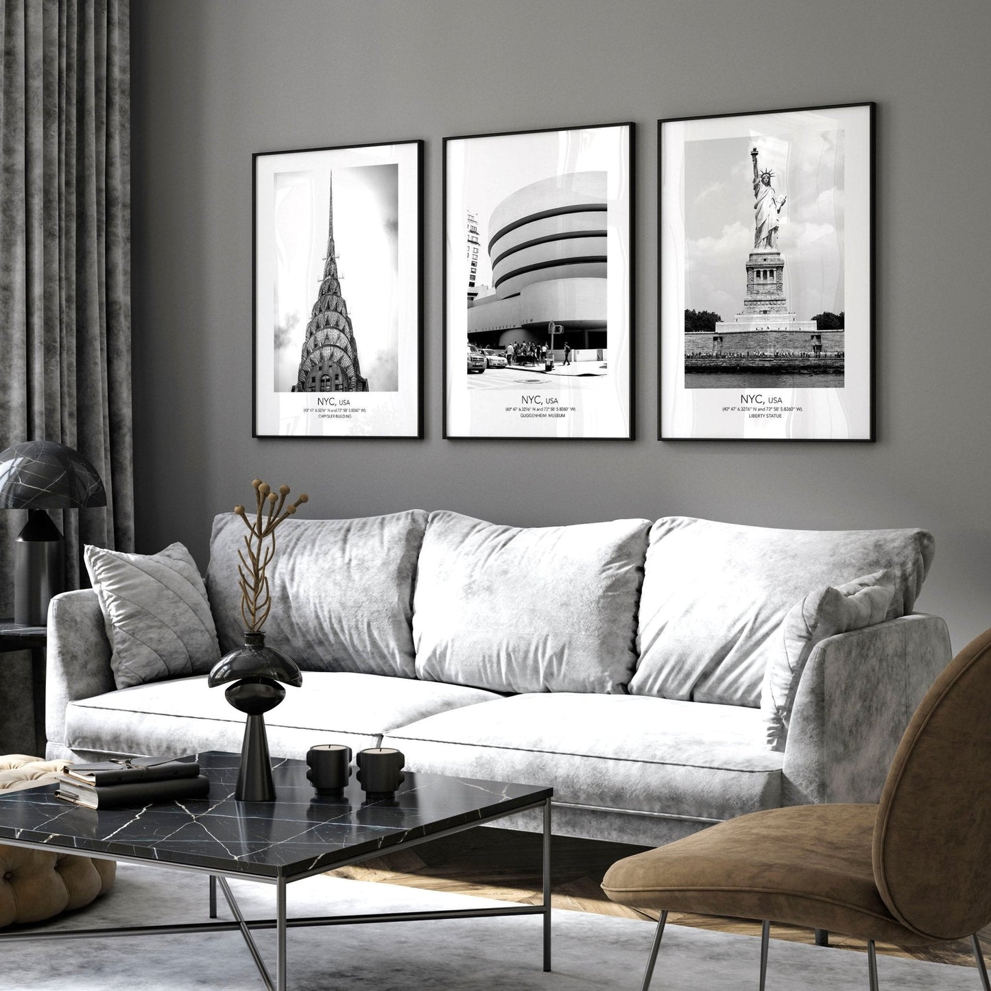 Black and white prints | set of 3 Manhattan wall art