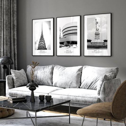 Black and white prints | set of 3 Manhattan wall art