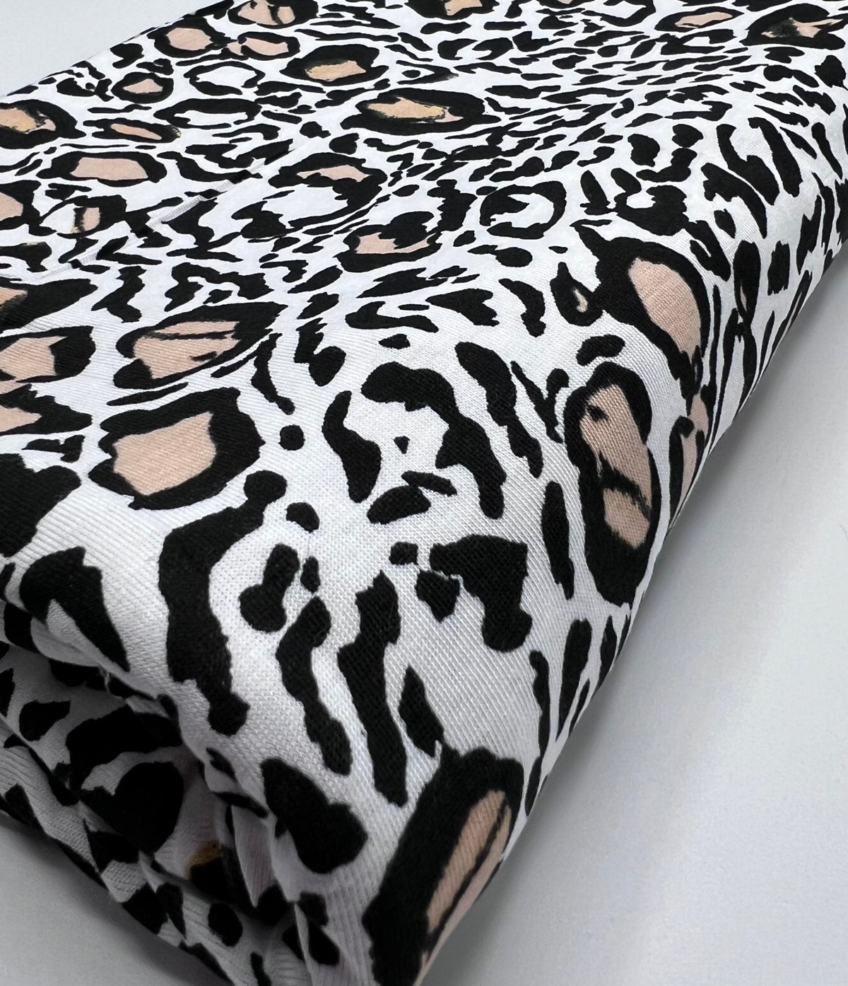 Black Beige Animal Print Viscose Elastane Fabric