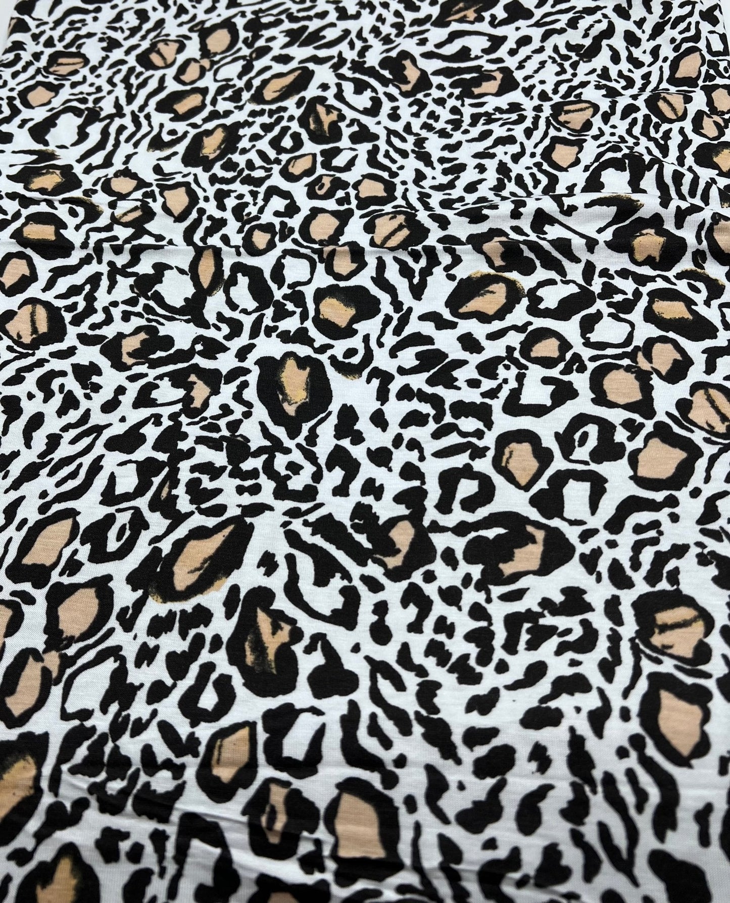 Black Beige Animal Print Viscose Elastane Fabric