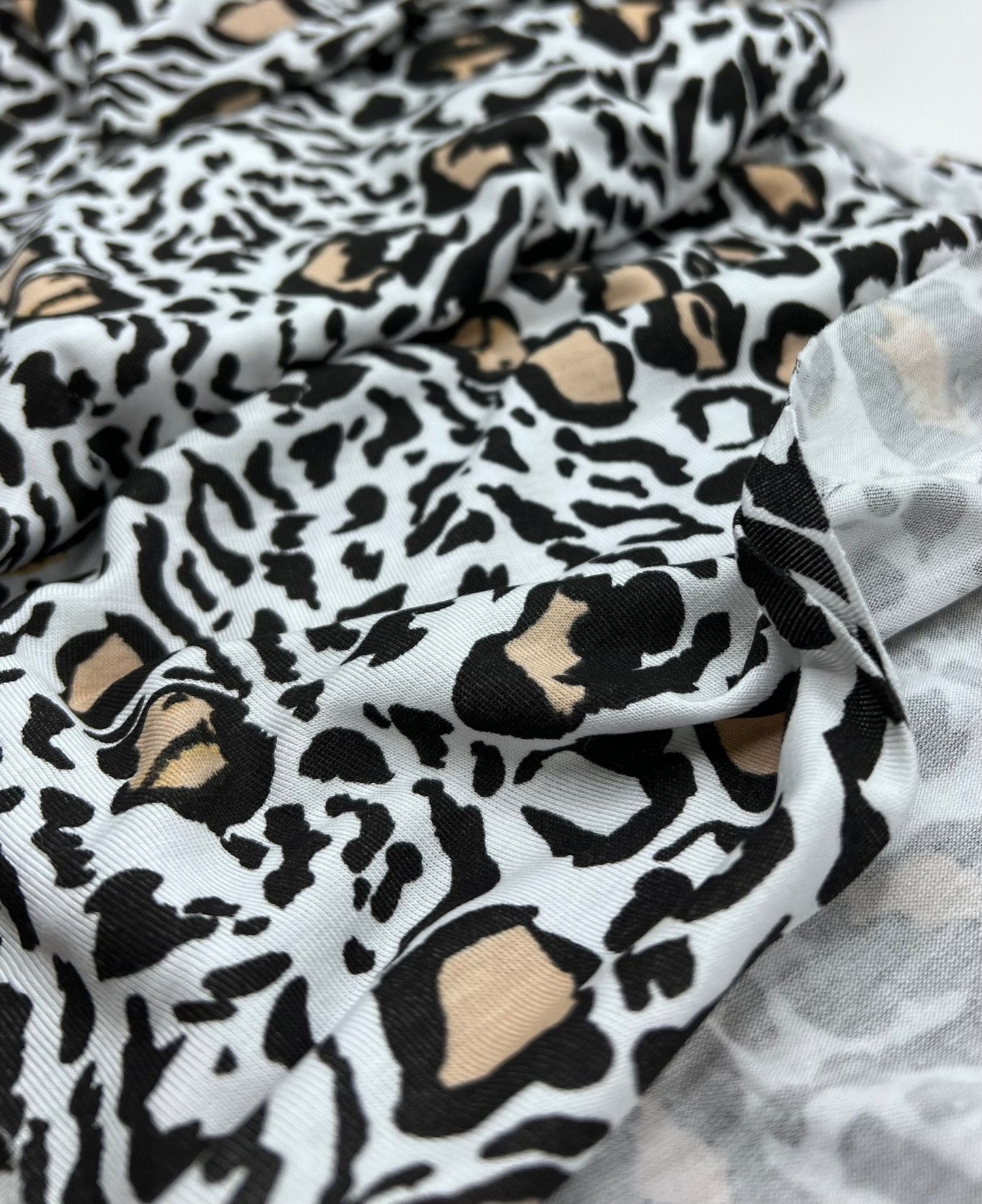 Black Beige Animal Print Viscose Elastane Fabric