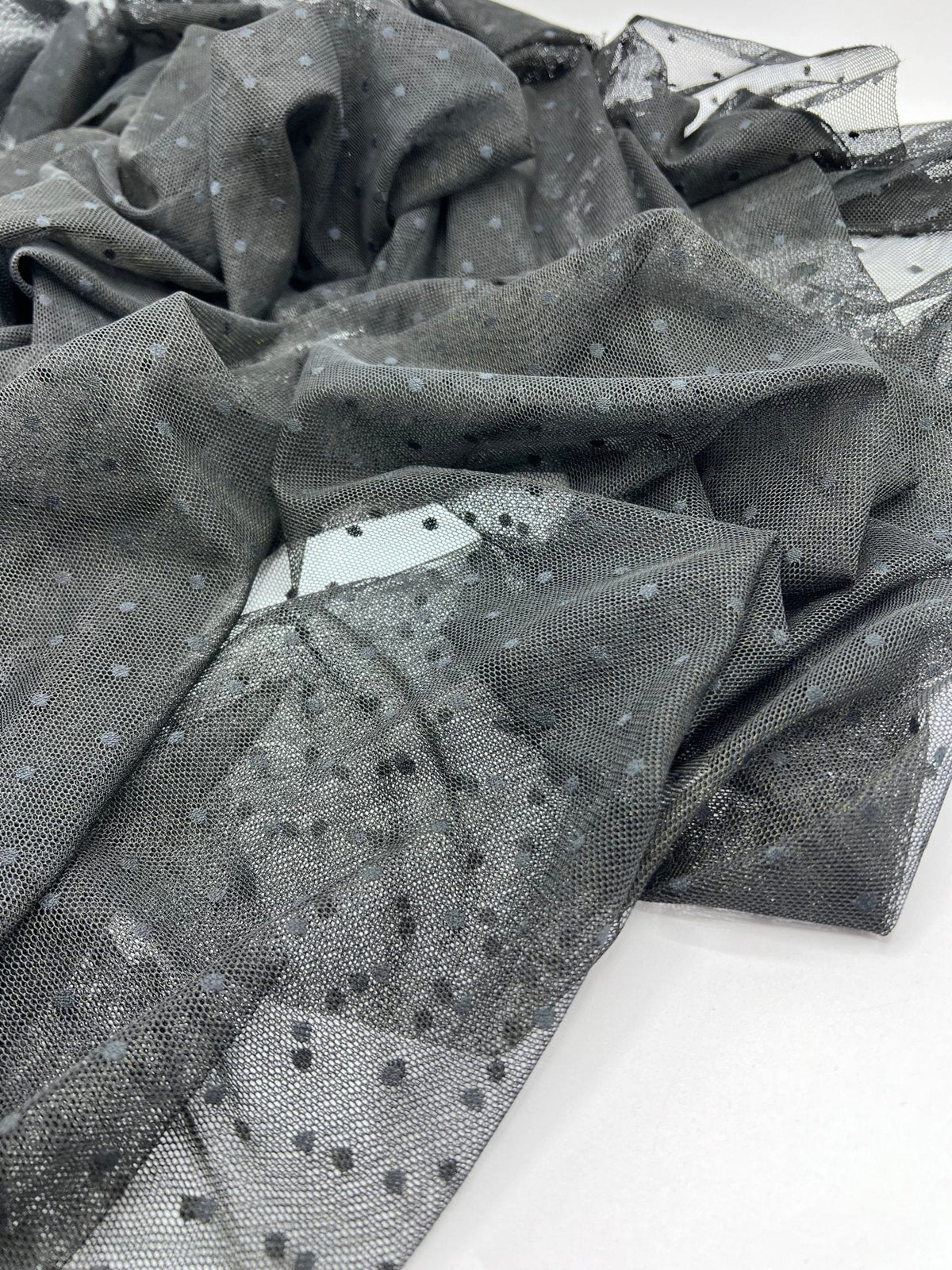 Black Black Spot Mesh Fabric Stretch