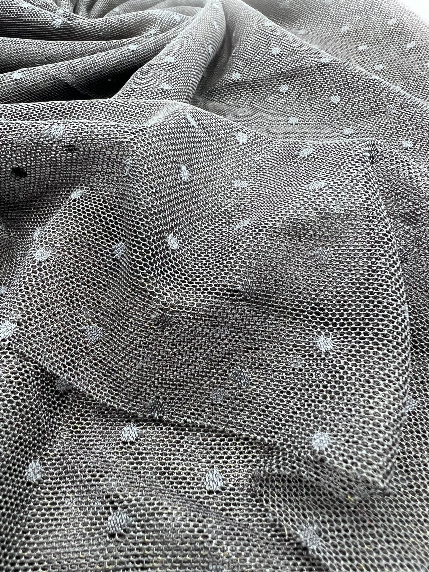 Black Black Spot Mesh Fabric Stretch