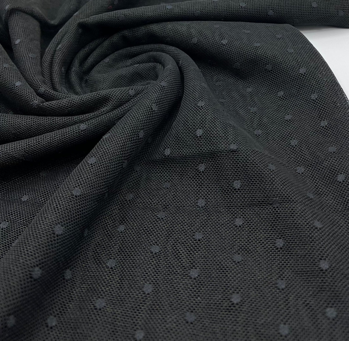 Black Black Spot Mesh Fabric Stretch