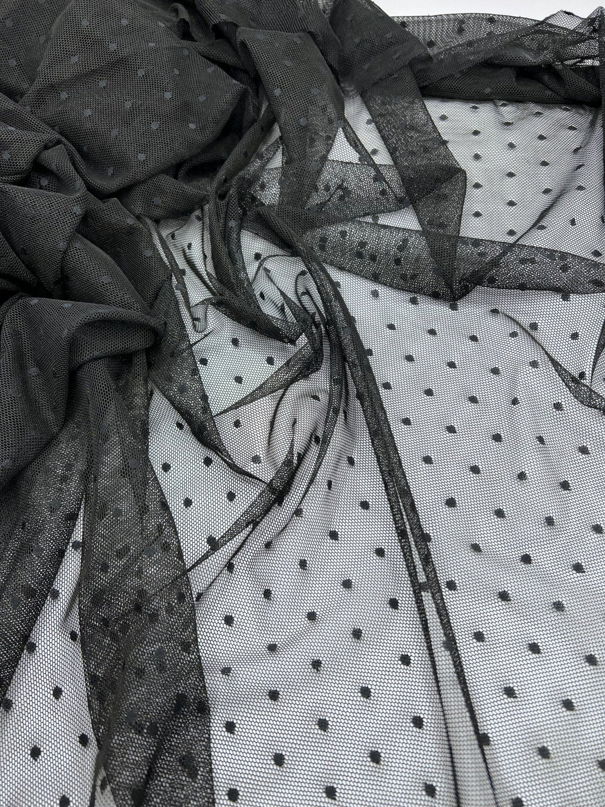 Black Black Spot Mesh Fabric Stretch