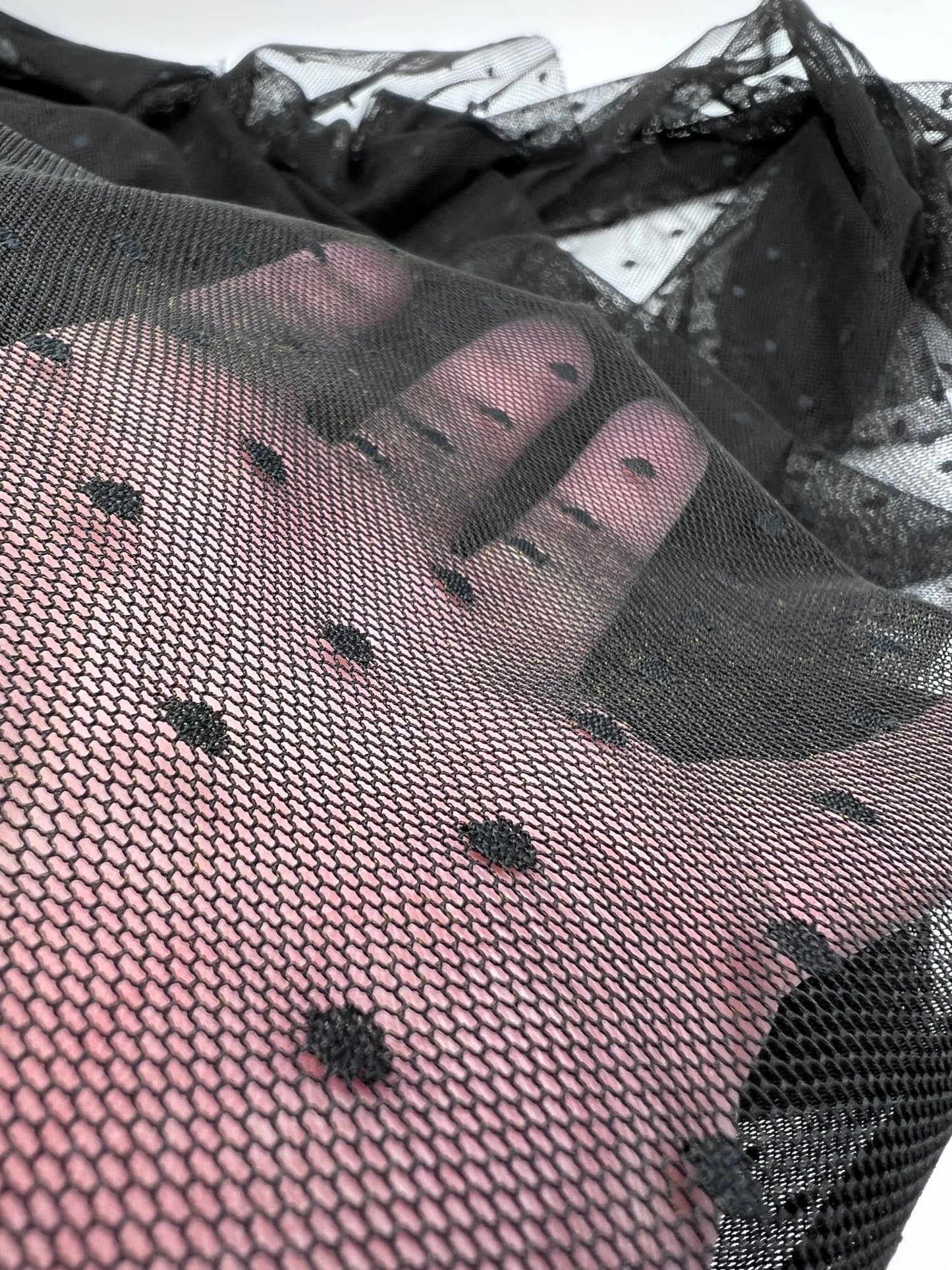 Black Black Spot Mesh Fabric Stretch