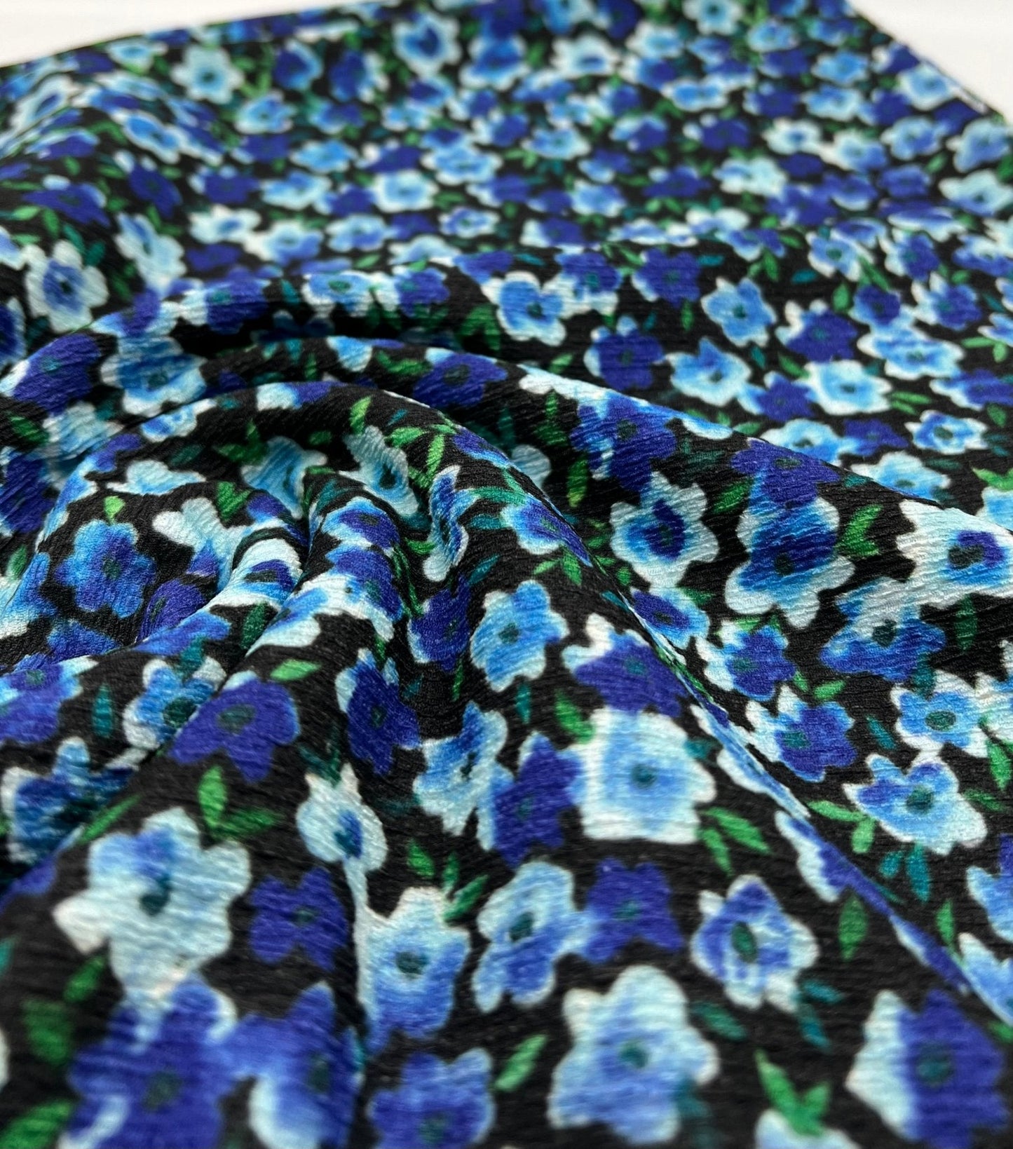 Black Blue Green Floral Tree Bark Stretch Dress Craft Fabric