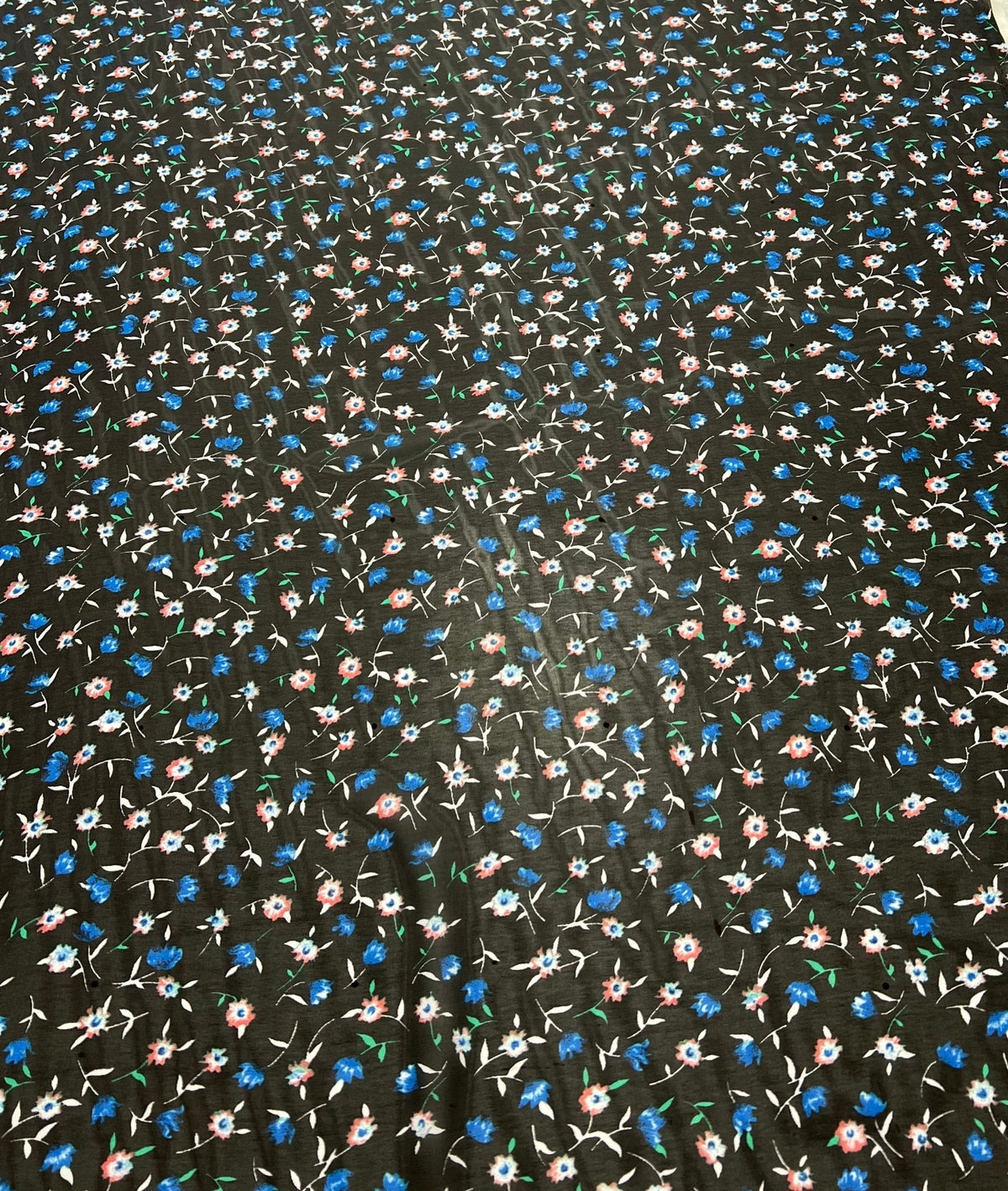 Black Blue Red Ditsy Floral Printed Chiffon Dress Fabric