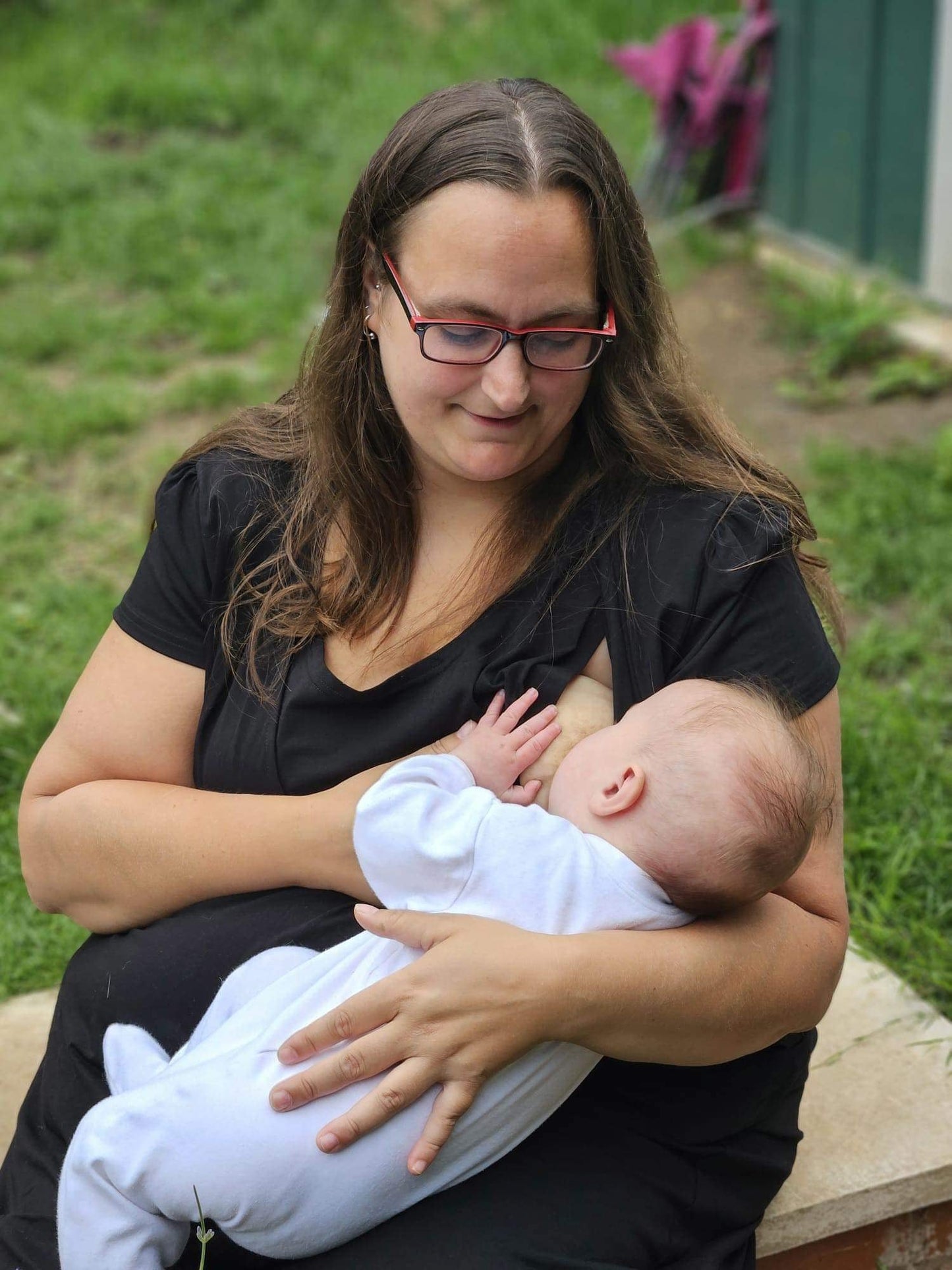 Black Cotton Breastfeeding Friendly Dress