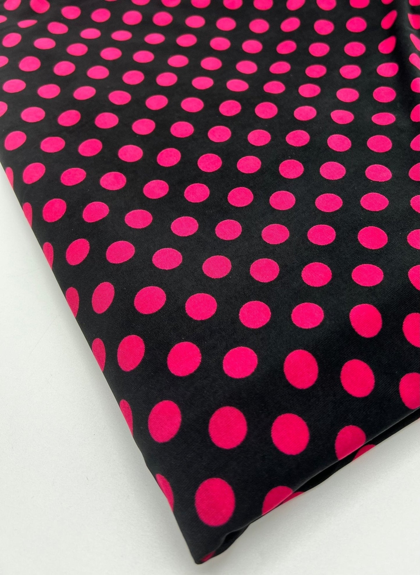 Black Burgundy Polka Spot Print Soft Touch 4 Way Stretch Fabric