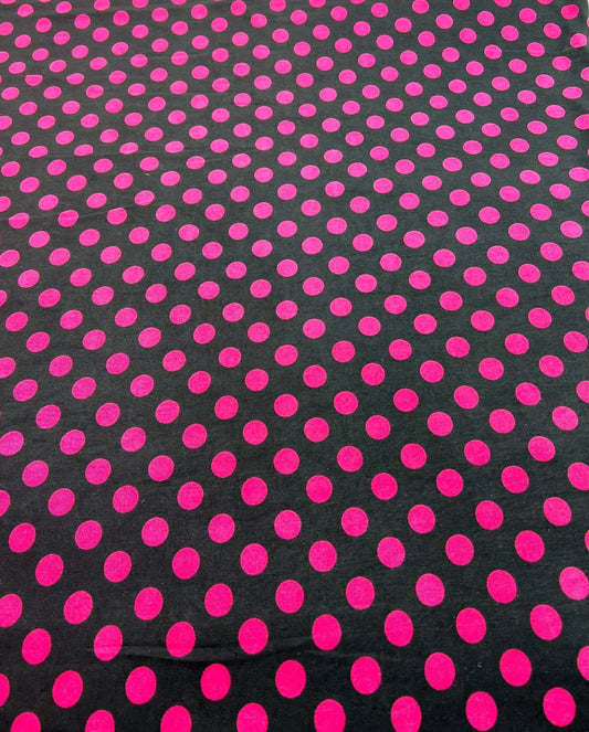 Black Burgundy Polka Spot Print Soft Touch 4 Way Stretch Fabric