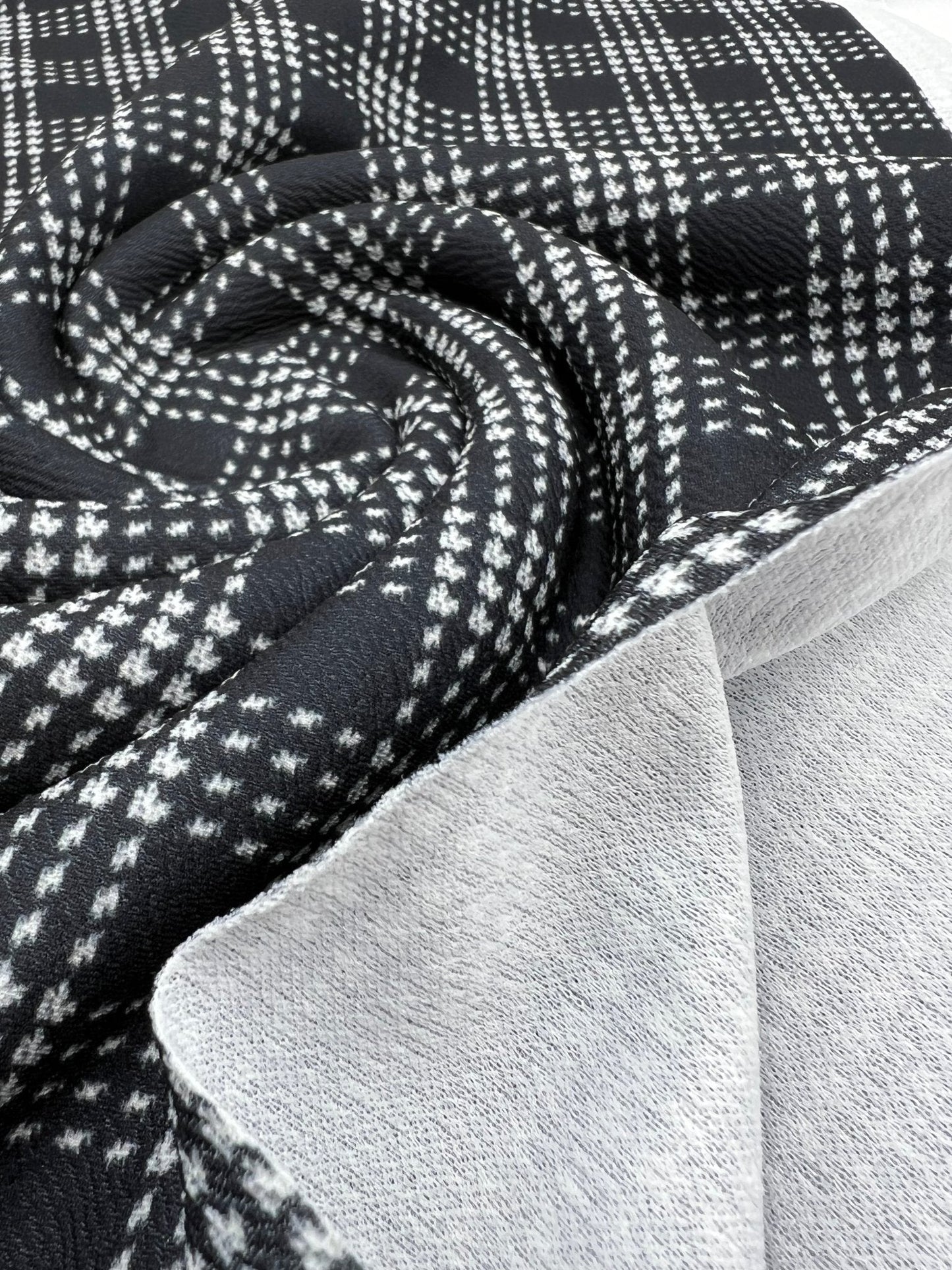 Black Check Print Liverpool Bullet Stretch Fabric