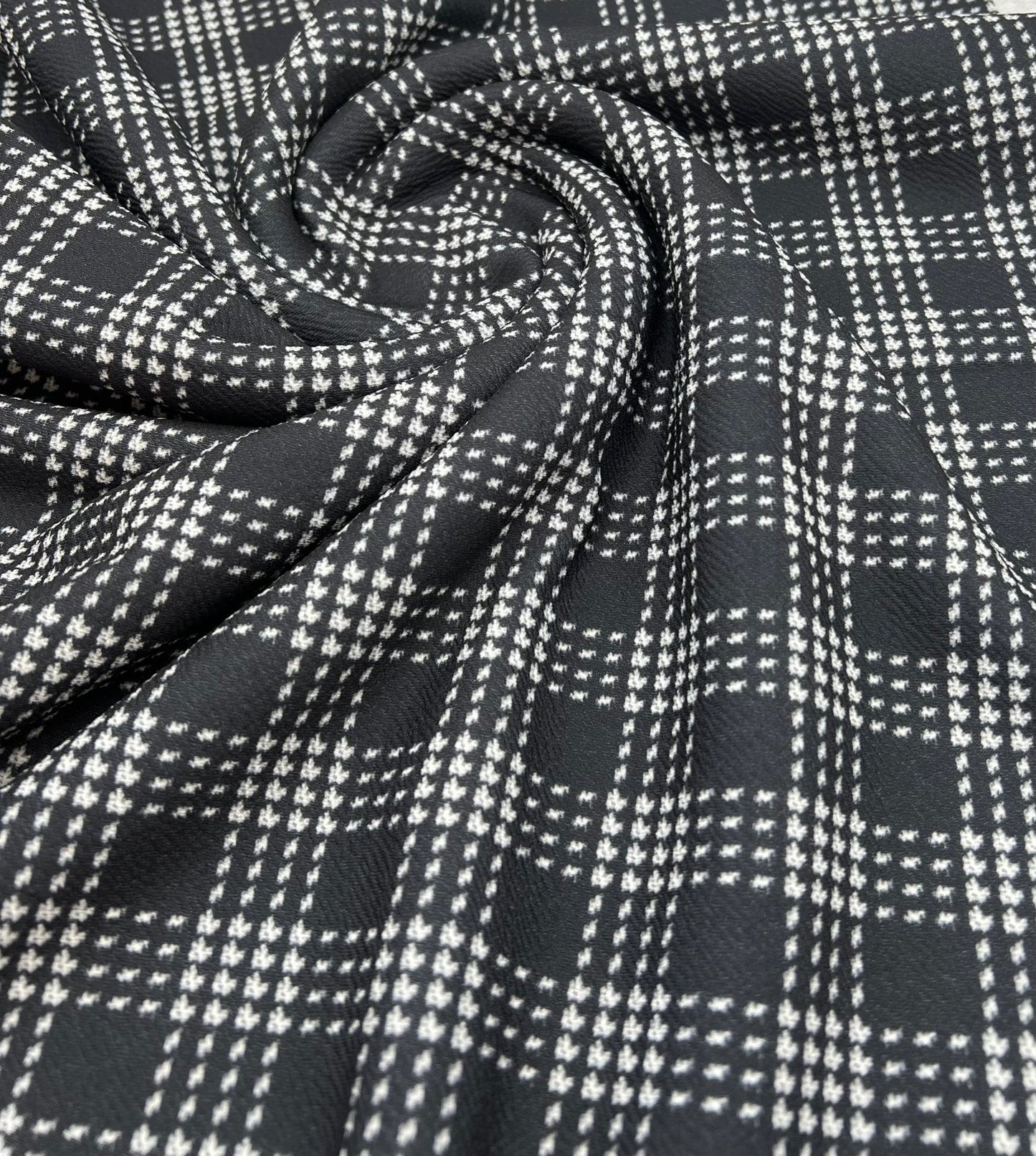 Black Check Print Liverpool Bullet Stretch Fabric