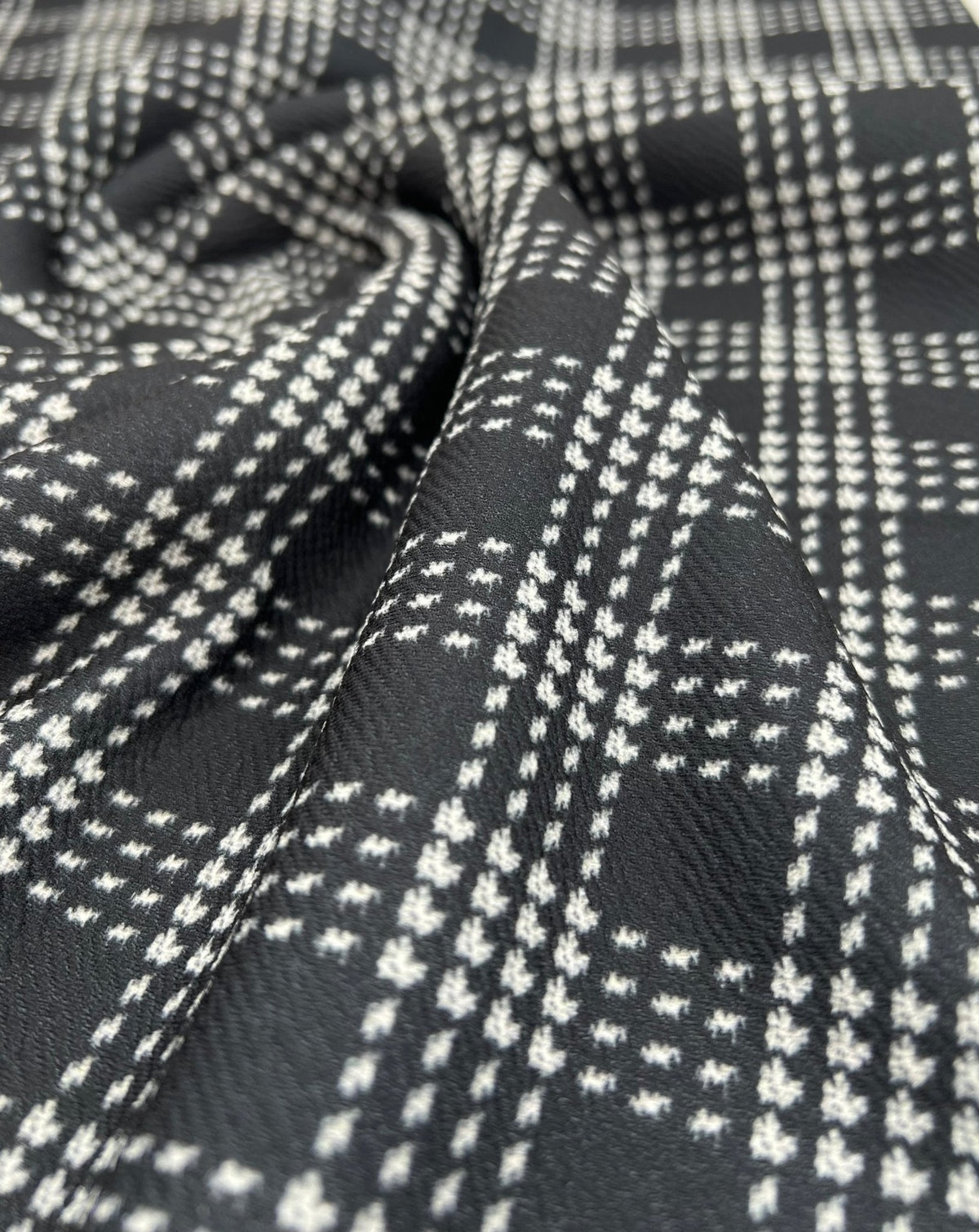 Black Check Print Liverpool Bullet Stretch Fabric