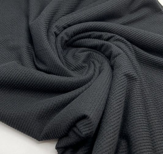 Black Crinkle Rib Stretch Fabric