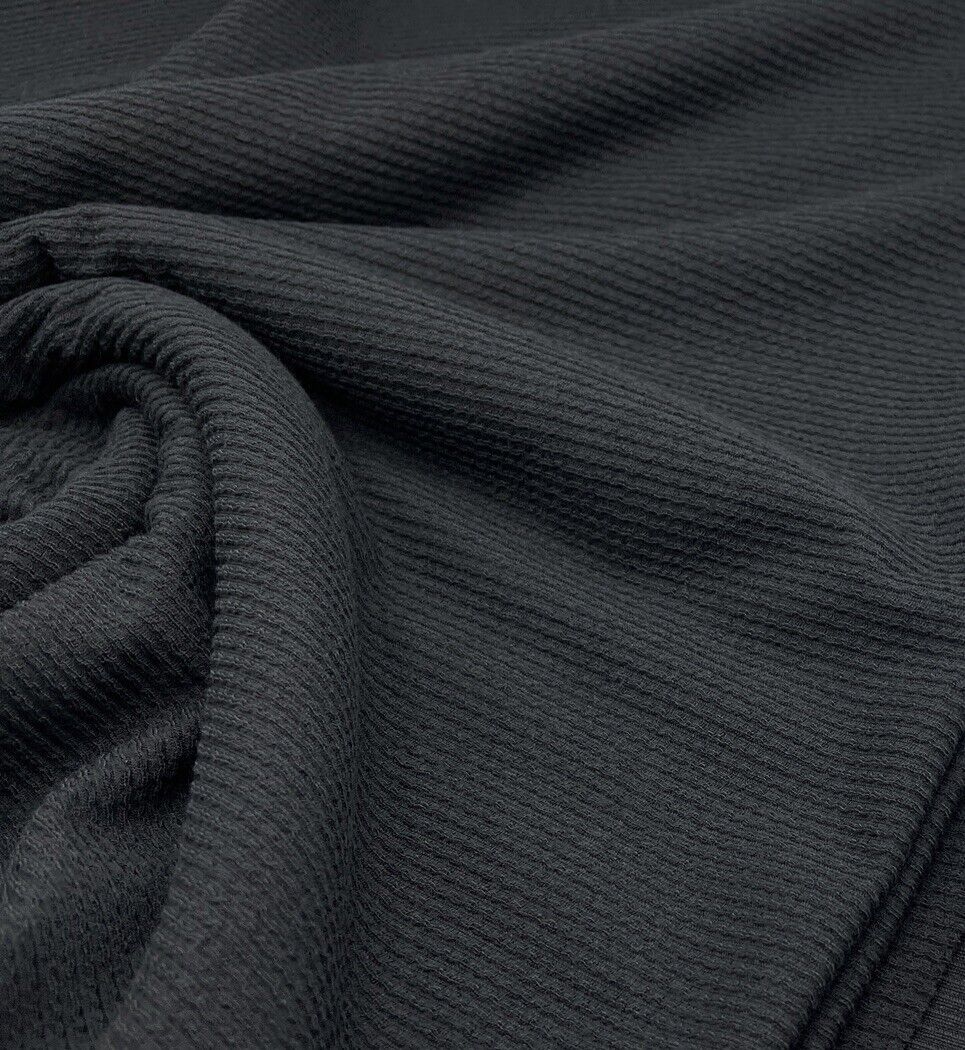 Black Crinkle Rib Stretch Fabric