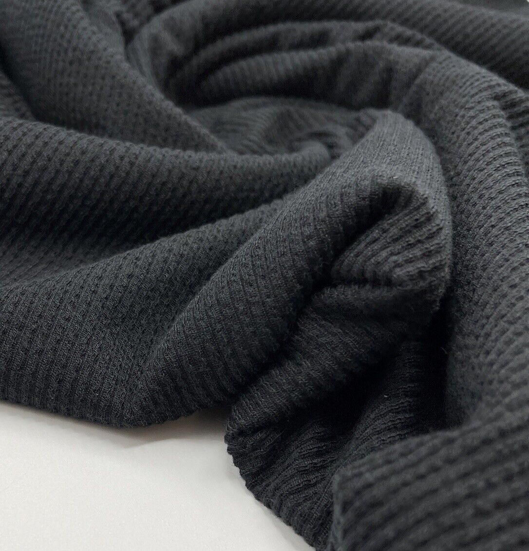 Black Crinkle Rib Stretch Fabric