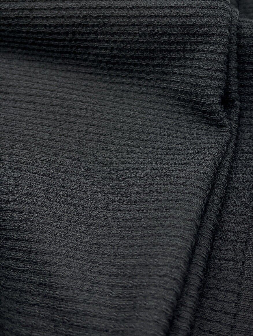 Black Crinkle Rib Stretch Fabric