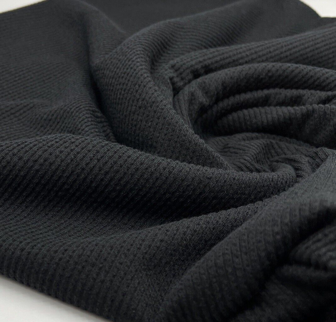 Black Crinkle Rib Stretch Fabric