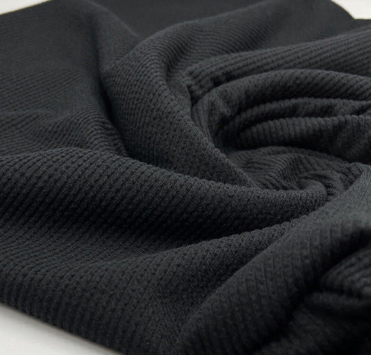 Black Crinkle Rib Stretch Fabric