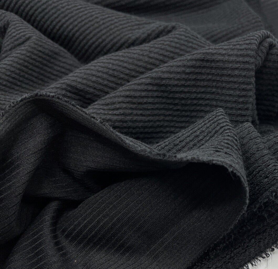 Black Crinkle Rib Stretch Fabric