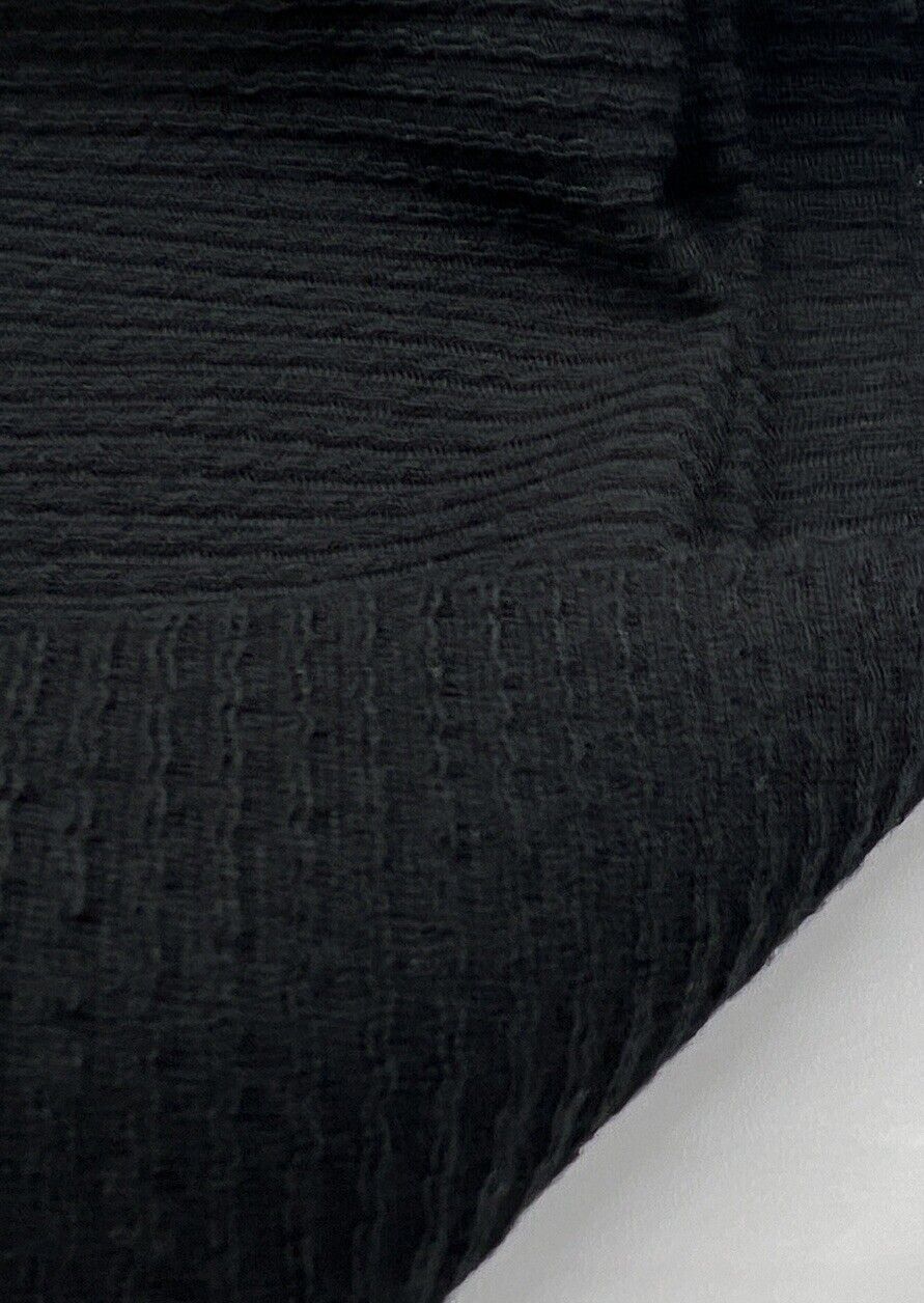 Black Crinkle Rib Stretch Fabric