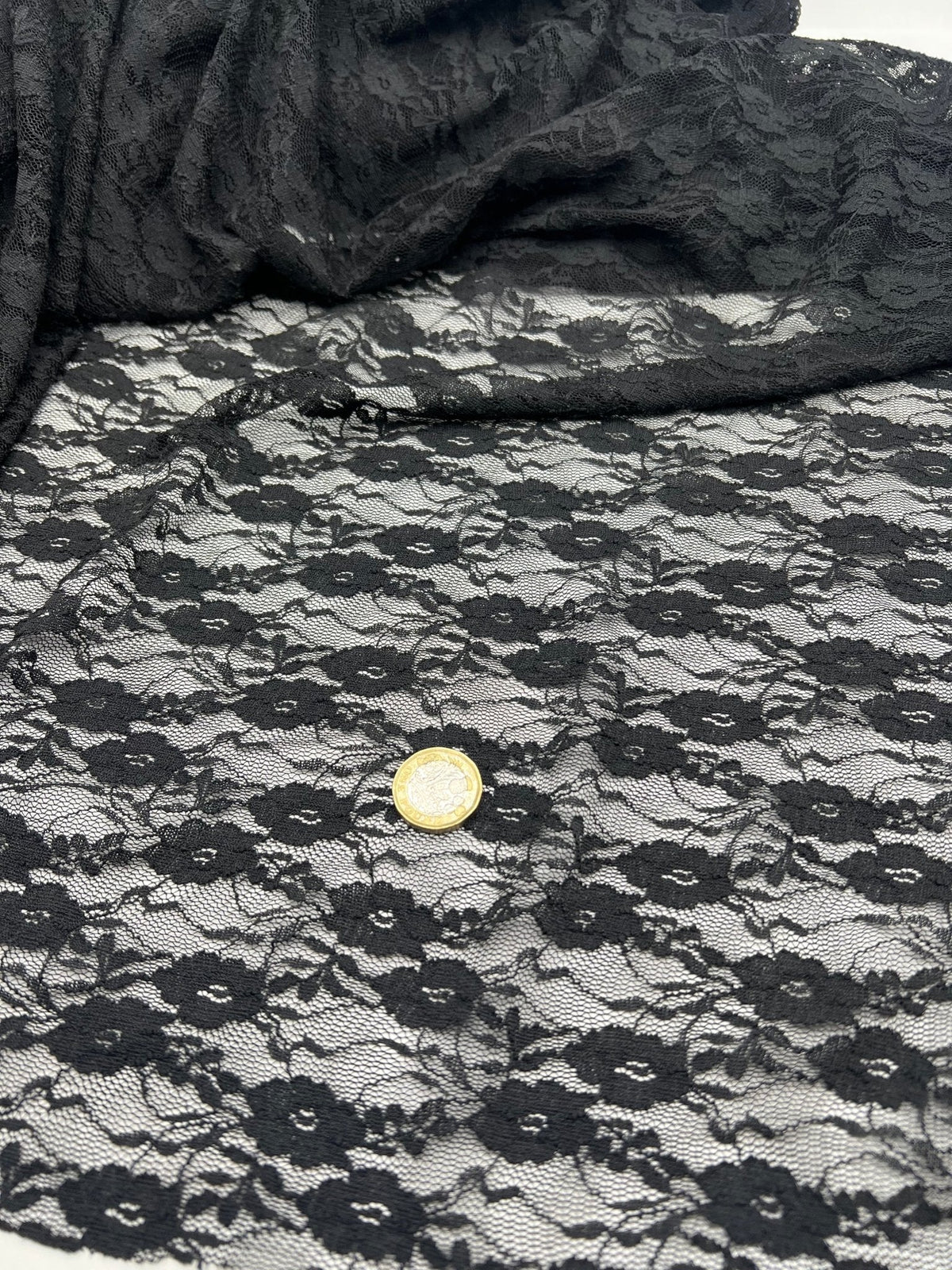 Black Ditsy Floral Lace Fabric Stretch