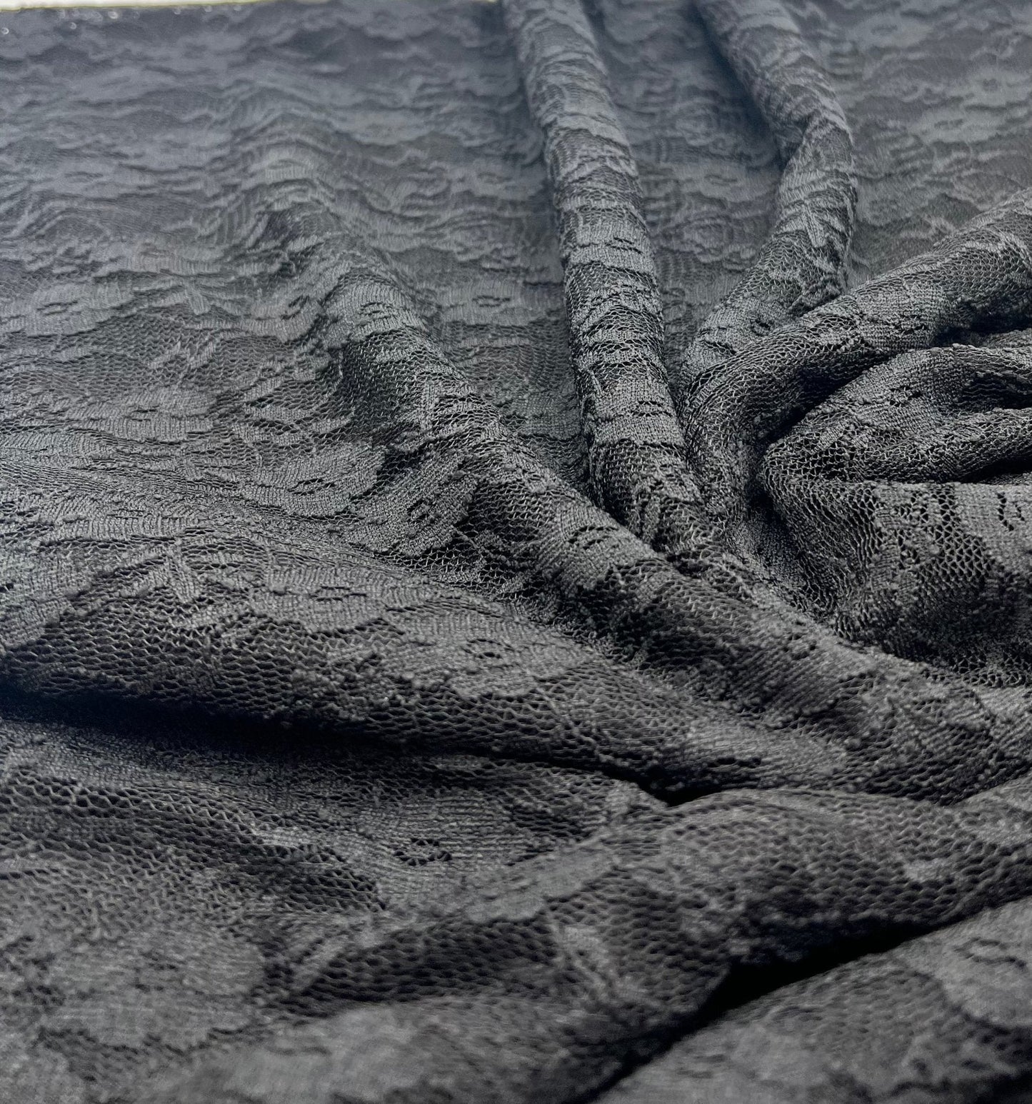 Black Ditsy Floral Lace Fabric Stretch