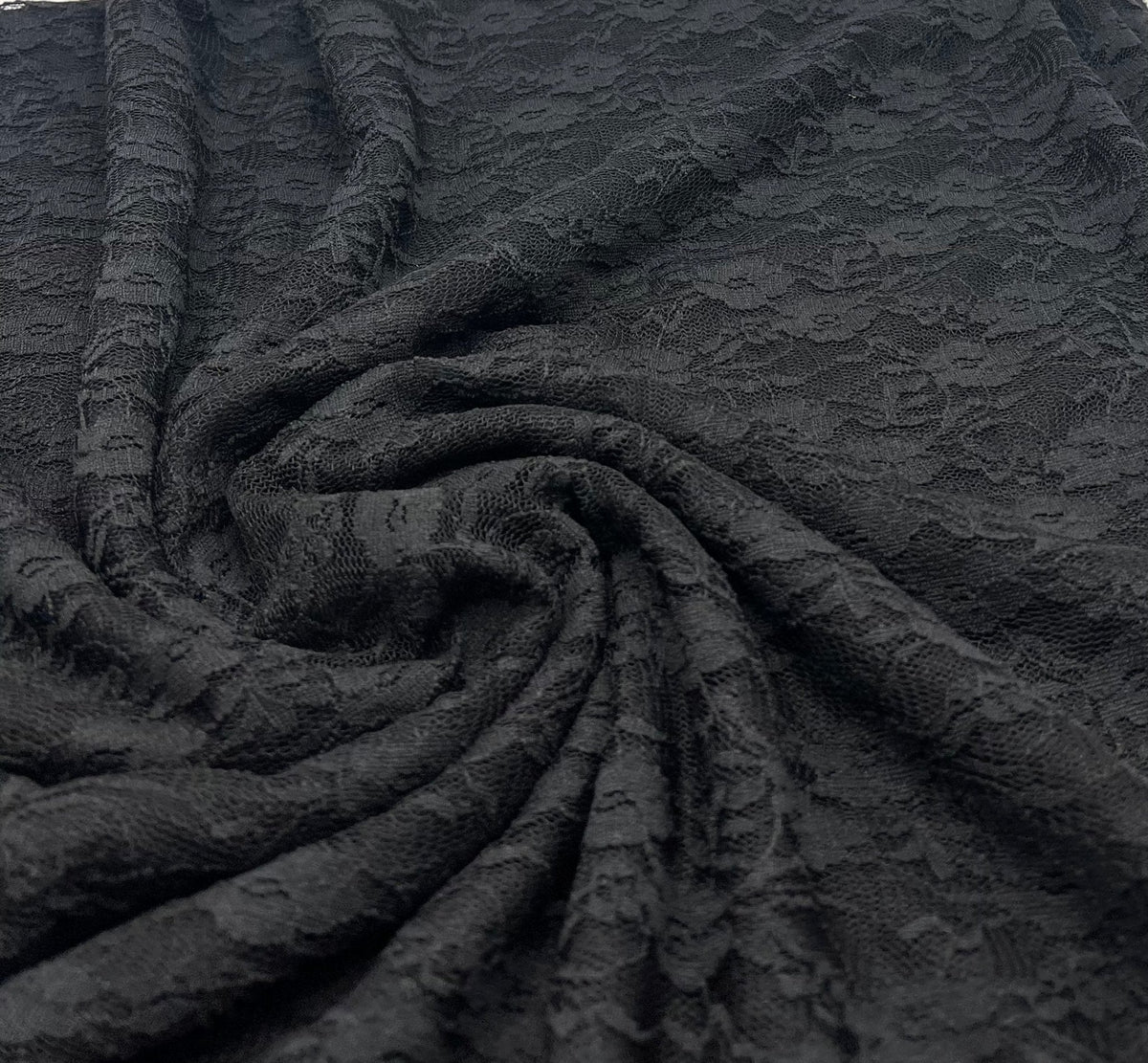 Black Ditsy Floral Lace Fabric Stretch